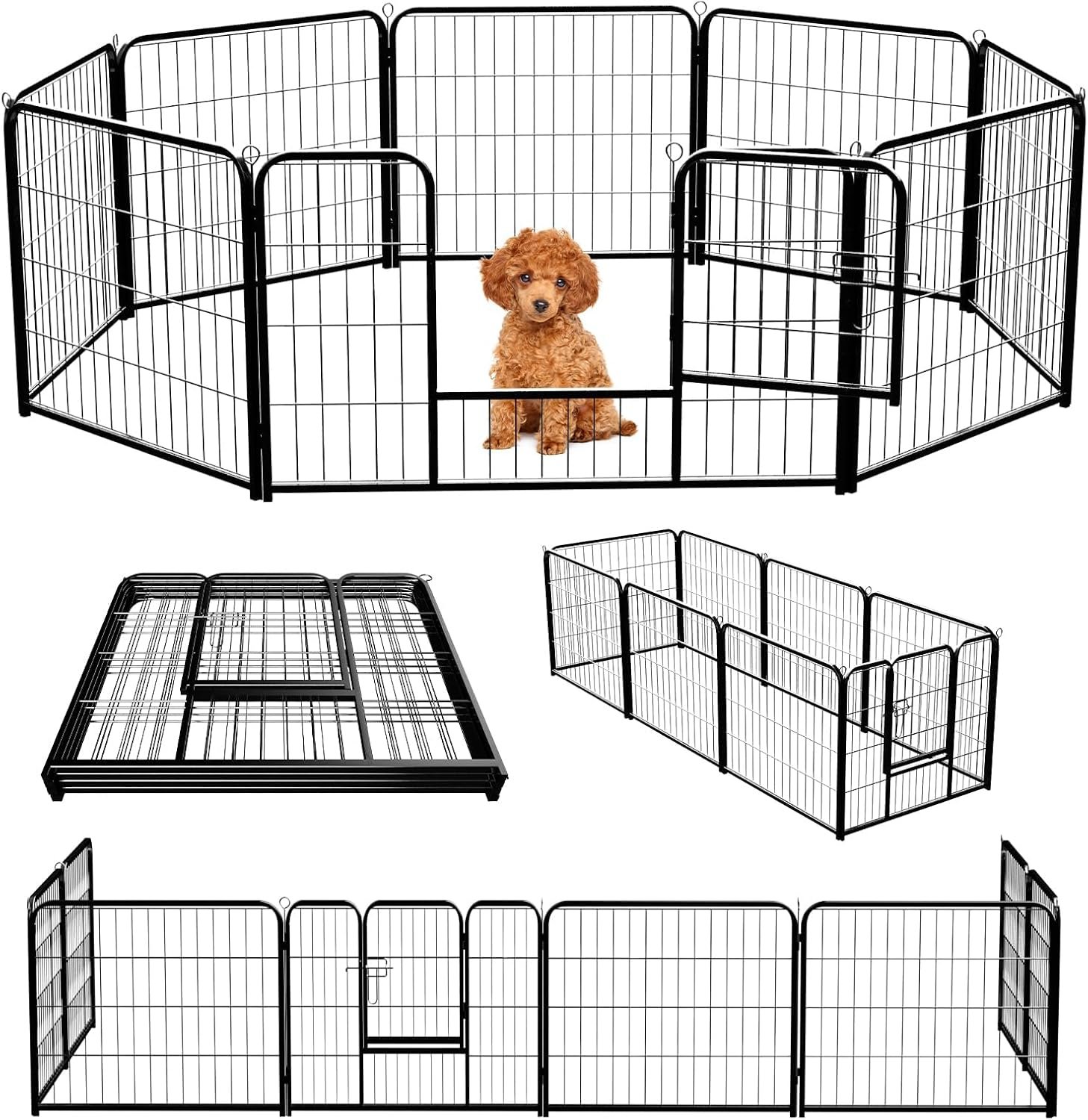 NEWBULIG Dog Playpen Indoor 24 Inch 8 Panels, Metal Outdoor Dog Fence Pen