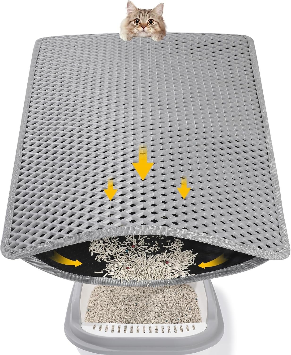 Double Layer Cat Litter Mat, Waterproof Non-Slip, 24 x 15 Inch