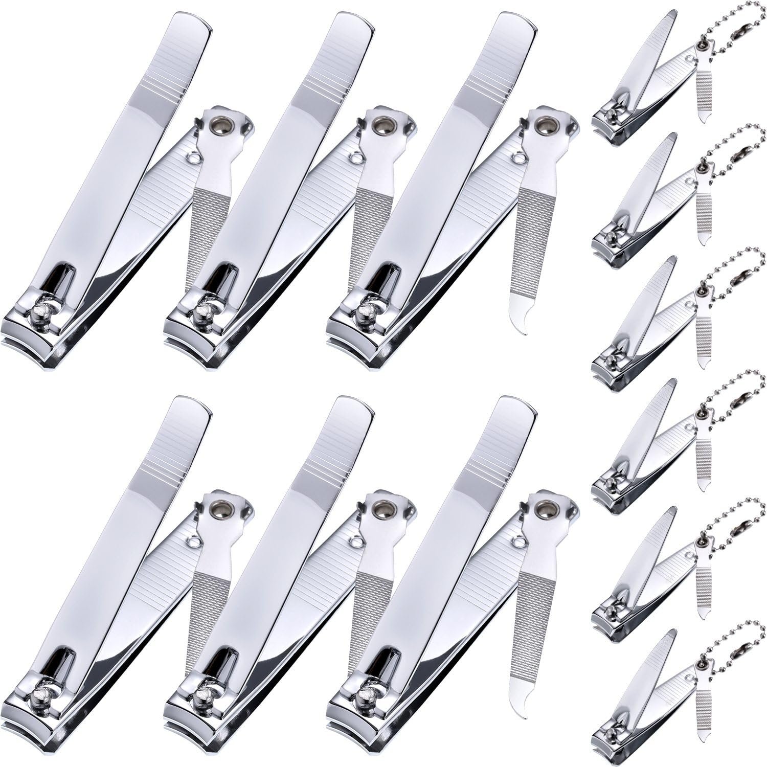 Bememo 12 Pcs Stainless Steel Fingernail Toenail Clippers Set,Silver