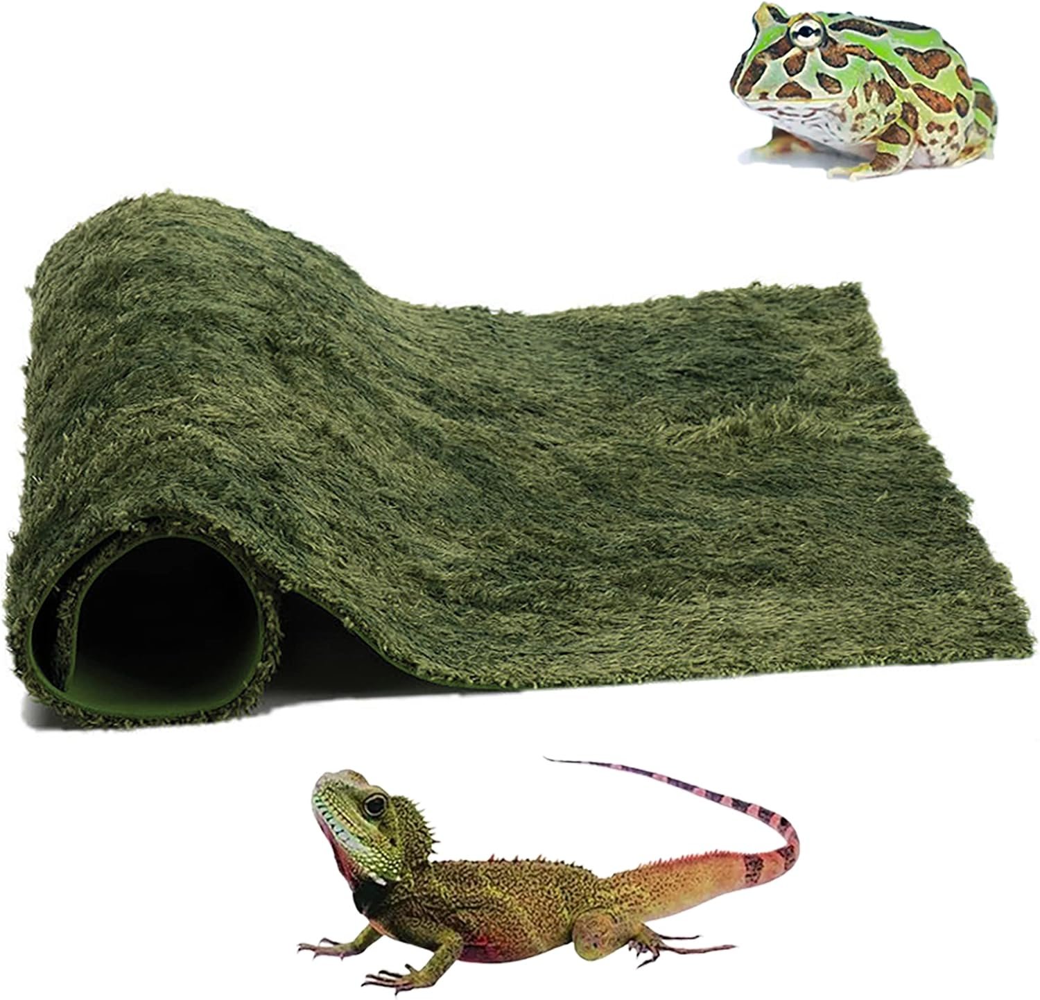 Moss Reptile Carpet, Raise Box Humidity, Fibre Mat for Pet Box Lining, Rainforest Reptile Supplies for Turtles, Lizards, Chameleons, Snakes, Horned Frogs, Bearded Dragons (17″ x 24″ x 1 Pack)