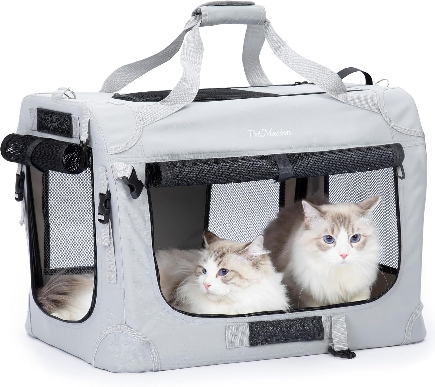 Extra Large Cat Carrier for 2 Cats, Collapsible Soft Sided Pet XL Crate for Large Mudium Big Cat 20lbs+, Car Travel Portable Bag for Long Trips Ride 24″x16.5″x16.5″