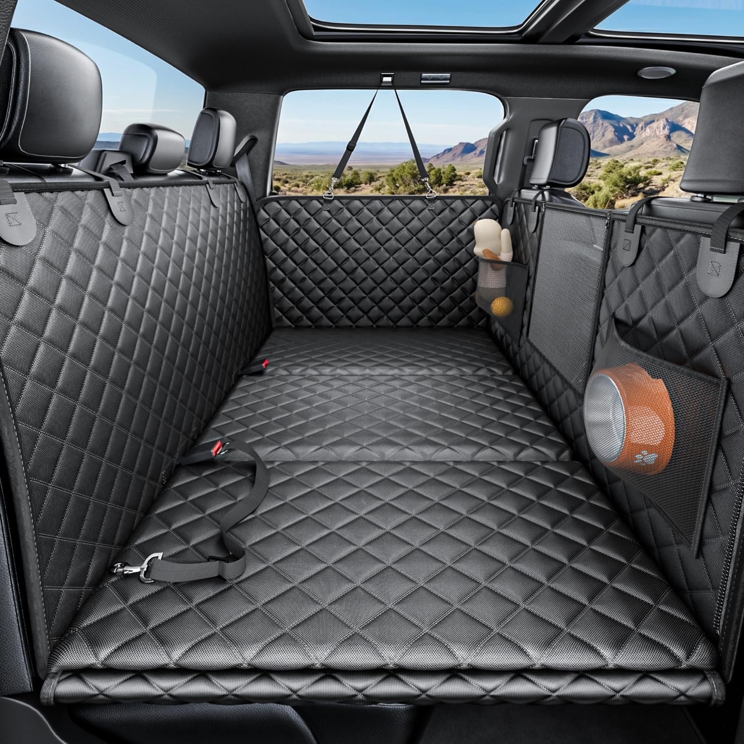 REEVAA 2.0 Truck Hard Bottom Back Seat Cover for Large Dogs, XL, Black