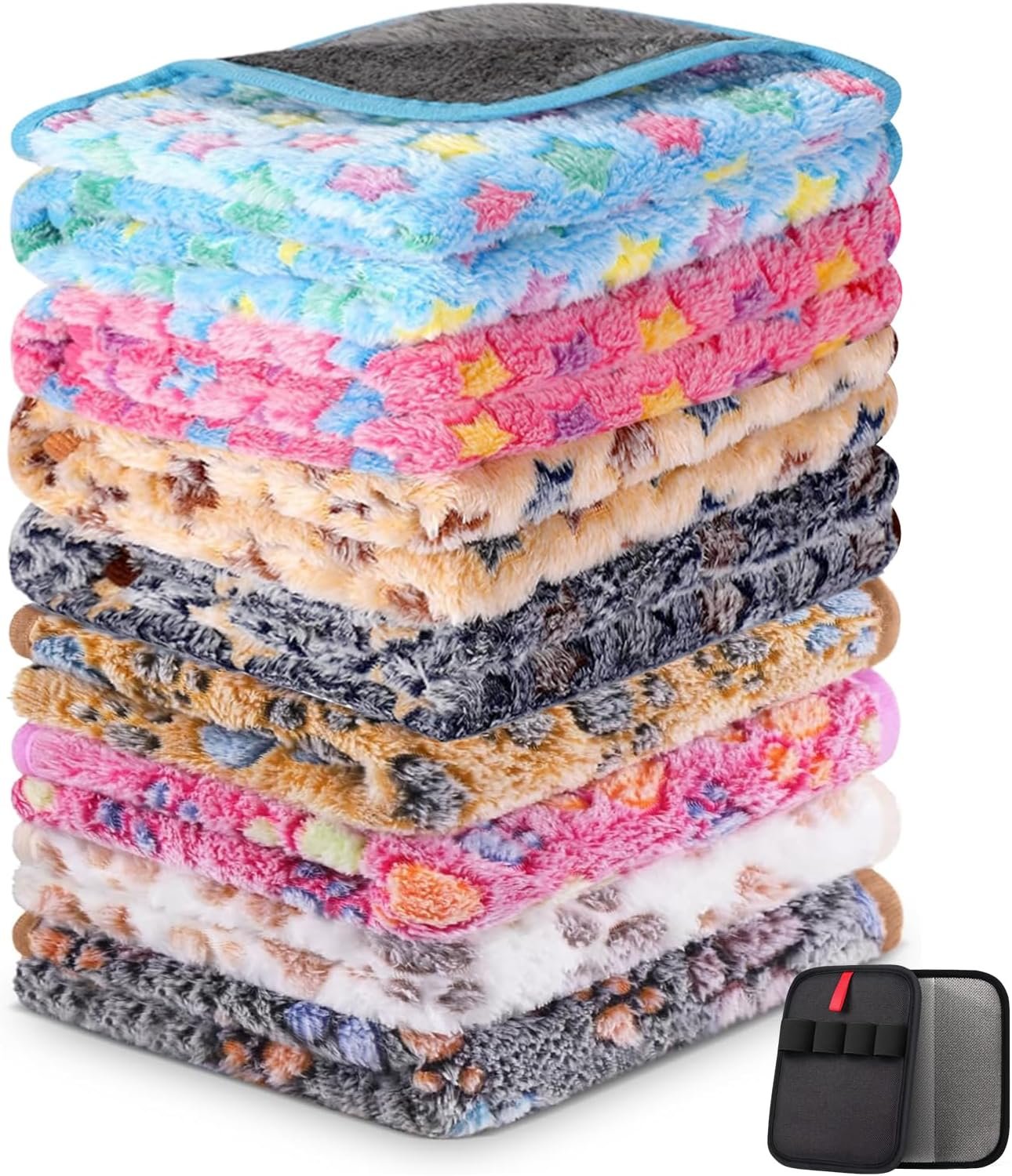 Cinamono Guinea Pig Bedding 8 Pcs, Soft Small Animal Bedding, Washable and Reusable Fleece Cage Liners for Guinea Pig, Hamster, Rabbit, Absorbent Sleep Mat Pad (24×16 Inch)