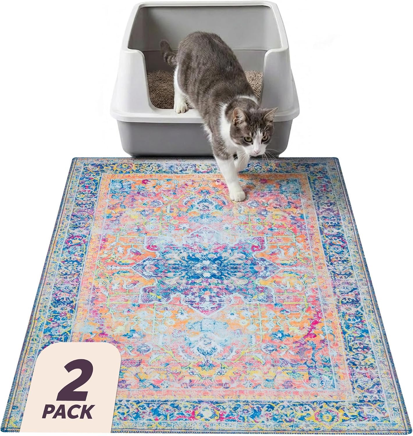 Lovewag Cat Litter Mat, Litter Box Mat, Marmalade Sunshine, 36×48, 2 Pack