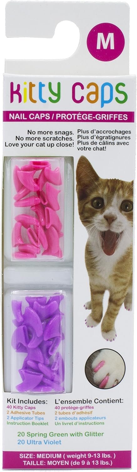 Kitty Caps Nail Caps for Cats, Hot Purple & Hot Pink, Medium, 40 Count