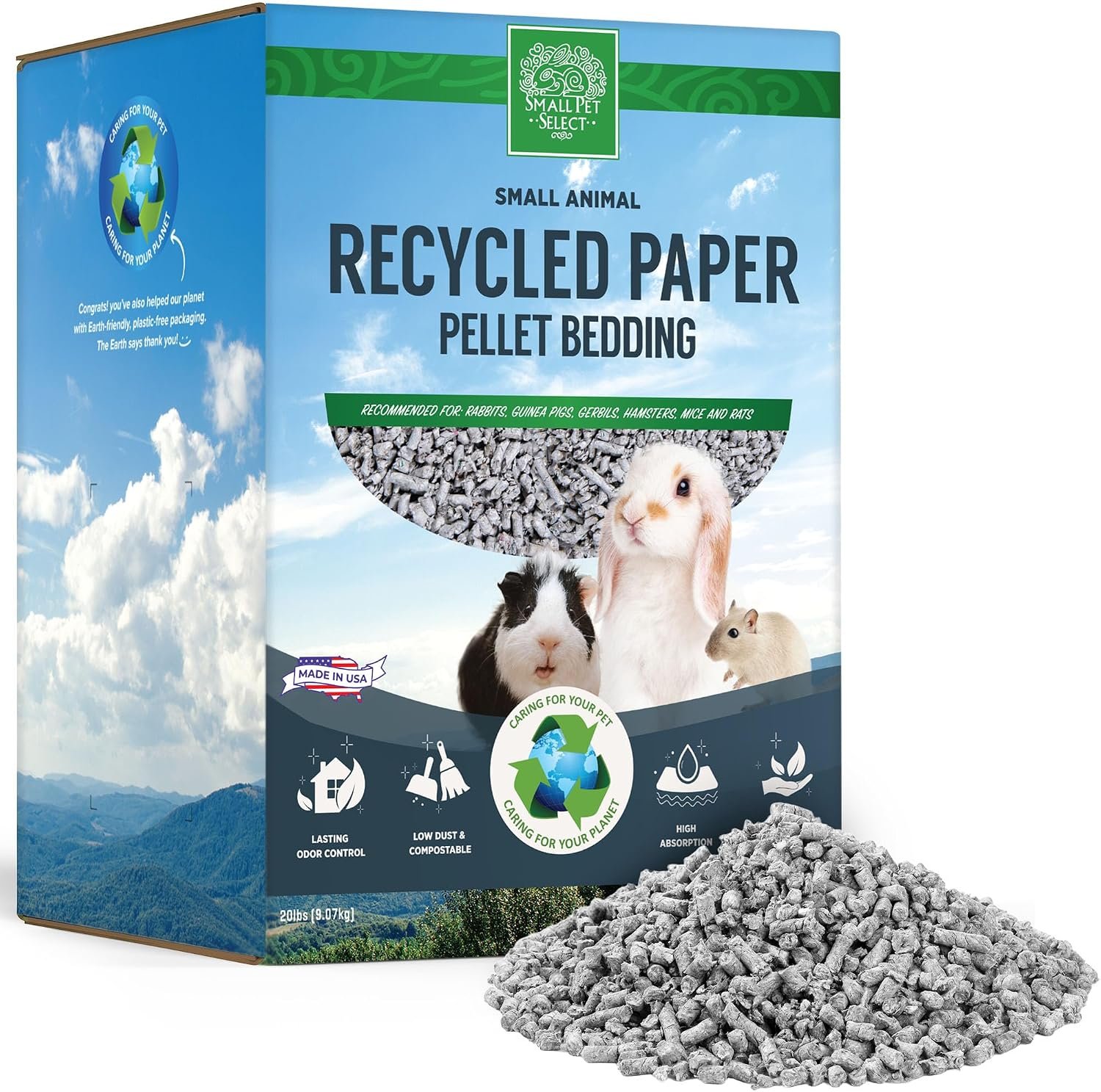 Small Pet Select Recycled Paper Pellet Bedding & Litter, Rabbits, 20 lb