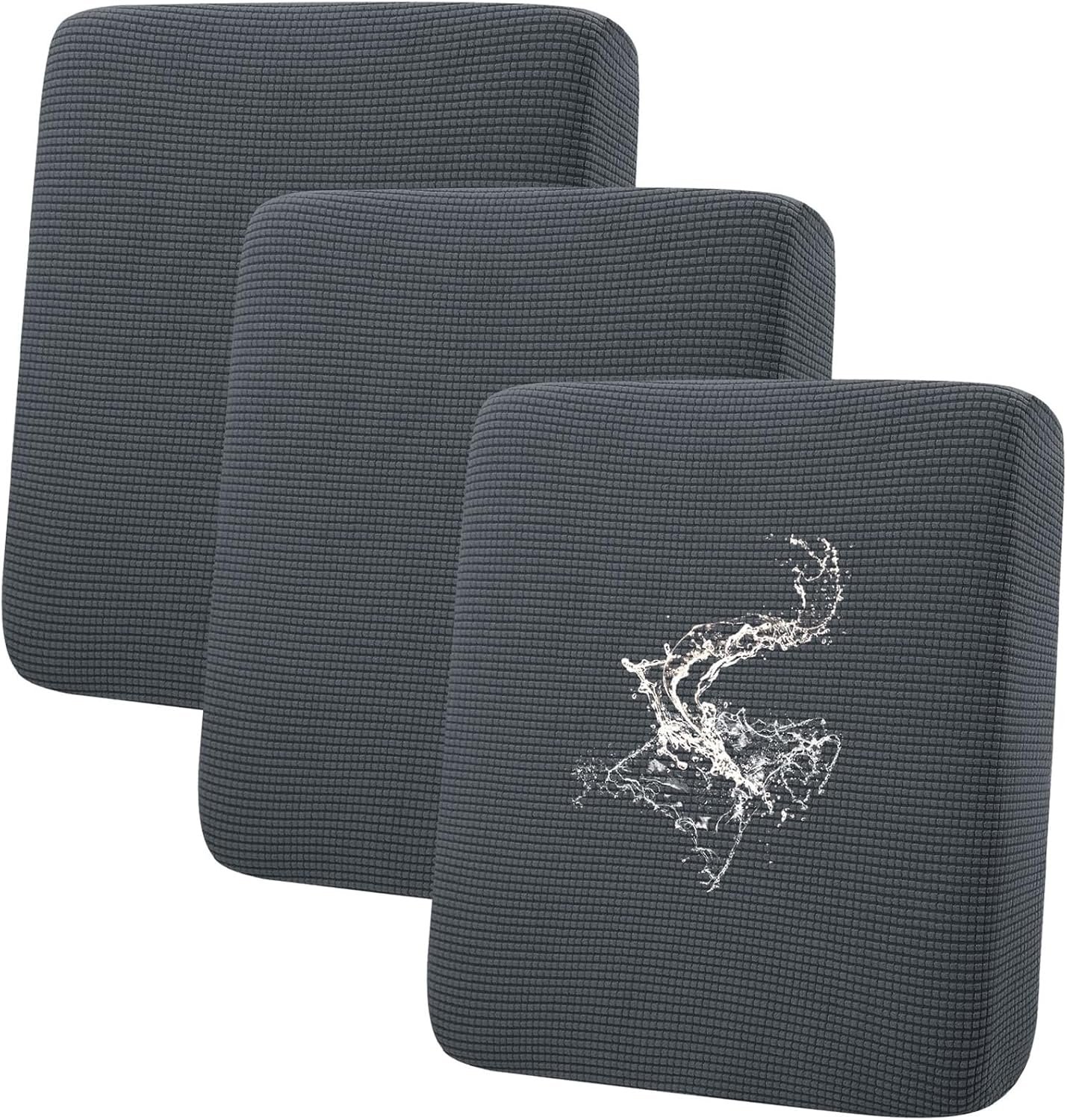 hyha Waterproof Couch Cushion Covers for Pets, Non Slip Sofa Seat Cover | Stretch Jacquard Fabric, Elastic Bottom, Non Slip Fit, Waterproof Protection, Pet Hair Protection (3 Pieces)