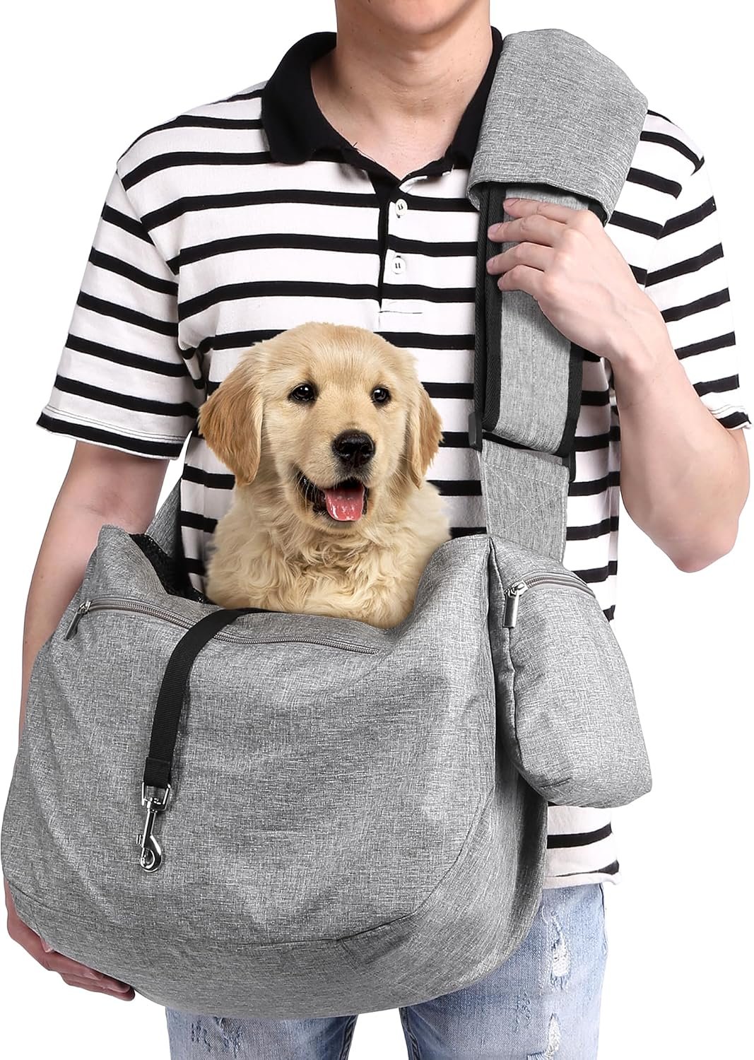 Ownpets XL Dog Sling 15-25lbs, Hands-Free Carrier with Bottom Support Pad