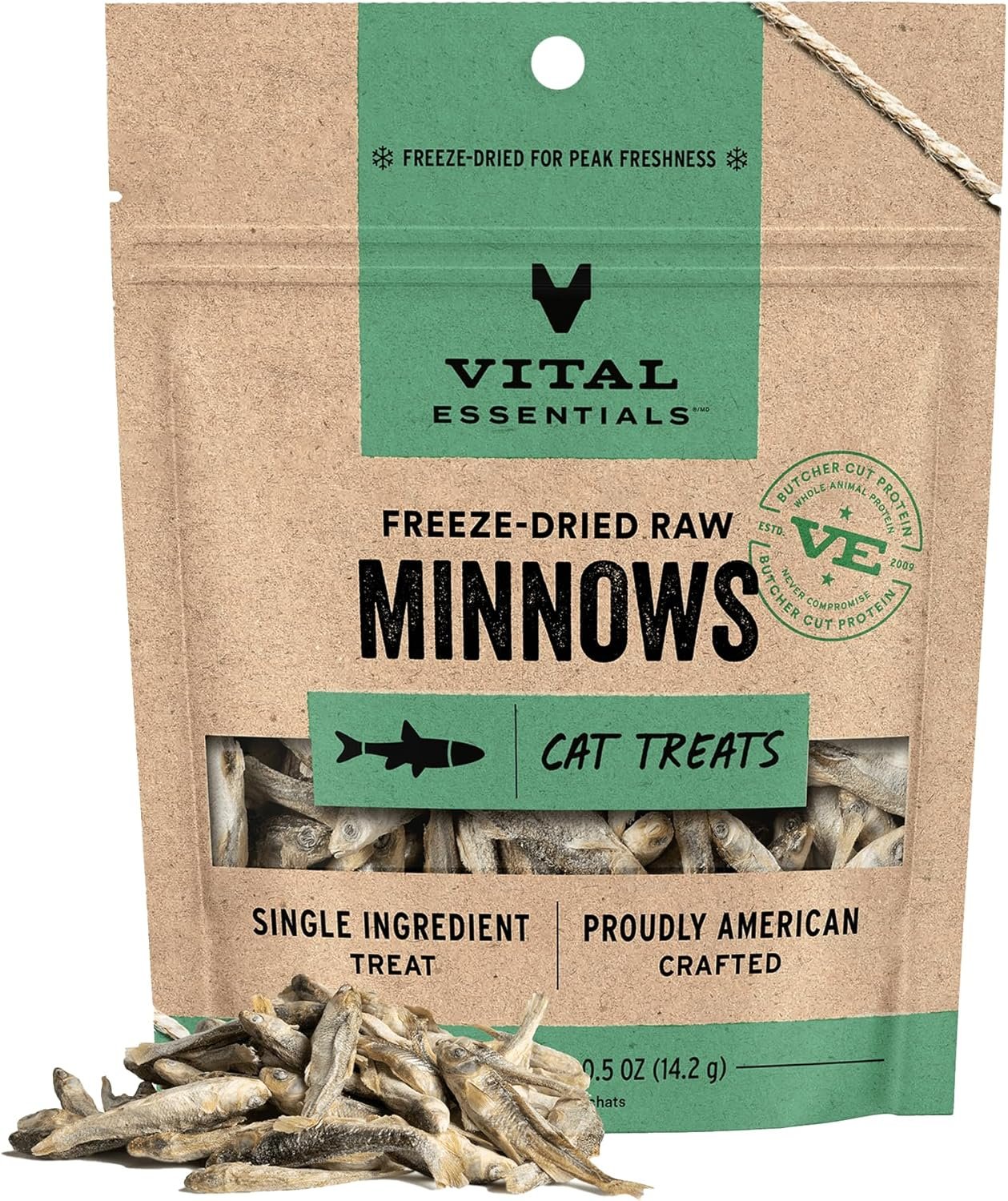 Vital Essentials Freeze Dried Minnows Cat Treats, 0.5 oz Bag