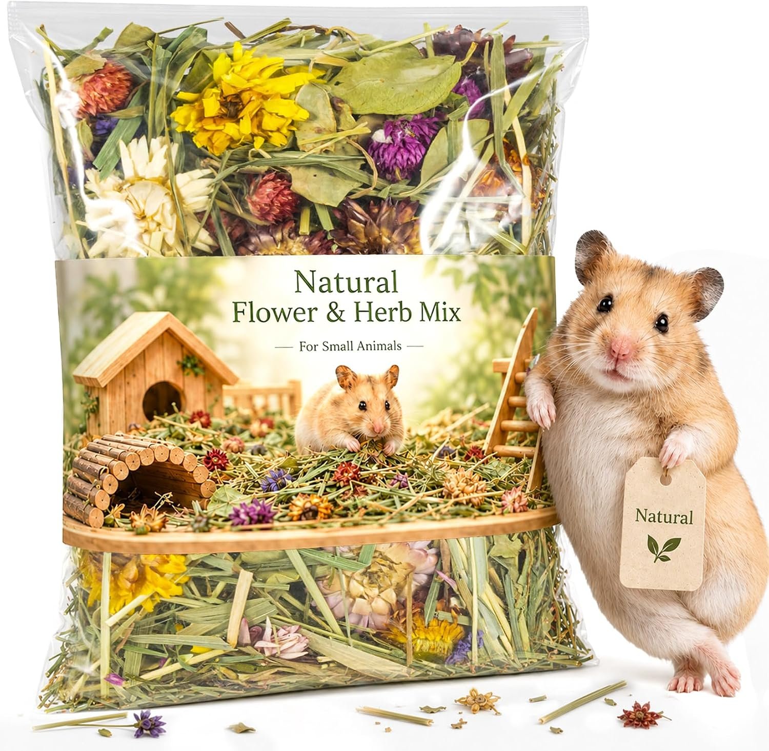 Sukh Hamster Bedding Odor Control – 150G Flowers & Herbs for Small Animals