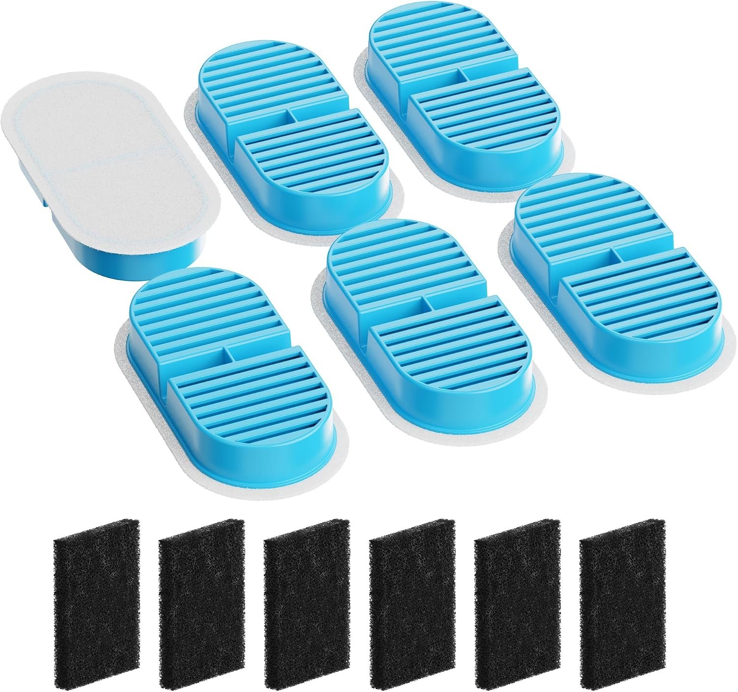 TOONIOOS Cat Water Fountain Filters: 12 Cat Fountain Filters Replacement for TOONIOOS W2 – Pet Fountain Filters – 3 Months Set of Pet Water Fountain Filter – 6 Carbon Filters + 6 Sponges Filters