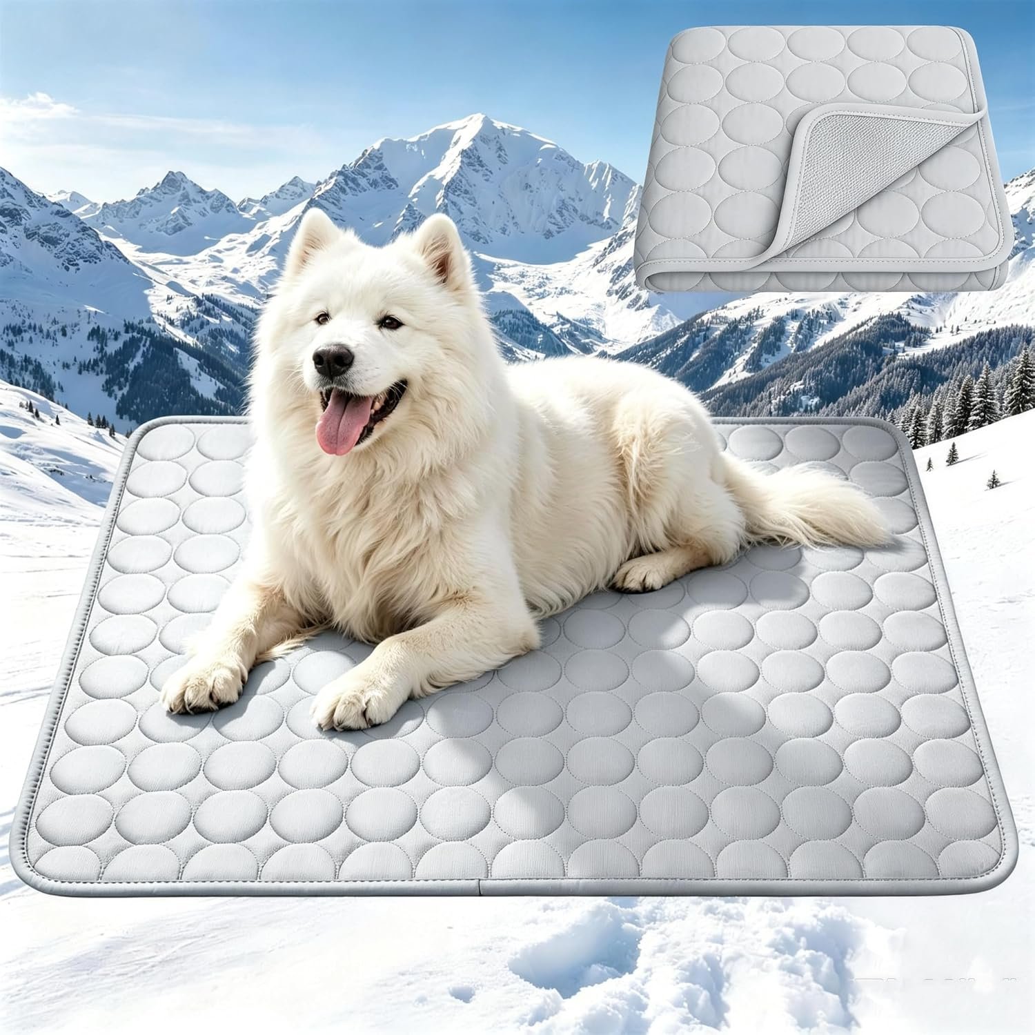 Cooling Mat for Dogs Large,Dog Cooling Mat Indoor,20″x24″,Crate Pad for Pet | Breathable Pet Cooling Mat Fits Crate, Dog Cooling Pad for Travel, Machine Washable, No-Gel Self Cooling Mat for Cats, Grey