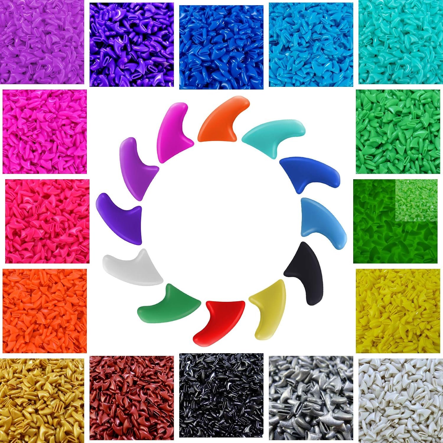 zetpo Cat Nail Caps | Cat Claw Covers | with Adhesives and Applicators (M, 5X Solid Random Colors | 100 pcs)
