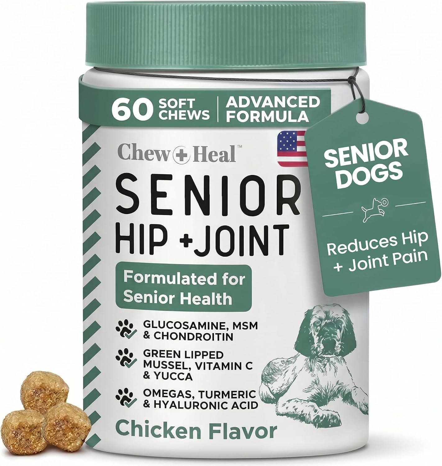 Glucosamine for Senior Dogs Hip and Joint Supplement, 60 Mobility Chews