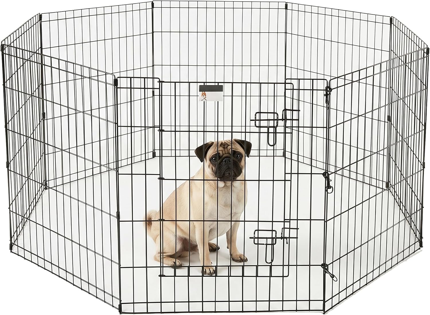 Dog Playpen – Foldable Metal Exercise Puppy Play Pen with 8 24x30in Panels – Indoor/Outdoor Pen with Door for Dogs, Cats or Small Animals by PETMAKER