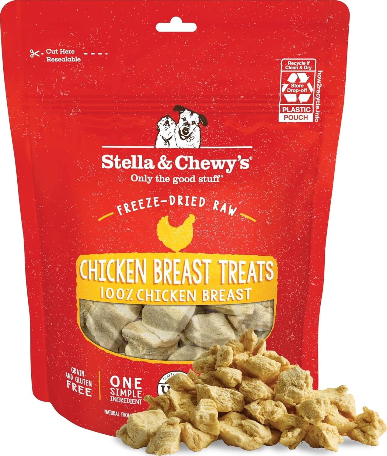 Stella & Chewy’s Freeze-Dried Raw Chicken Breast Dog Treats – Single Ingredient, No Additives – Premium Training Treats – Perfect For Picky Eaters – 2.75oz Bag