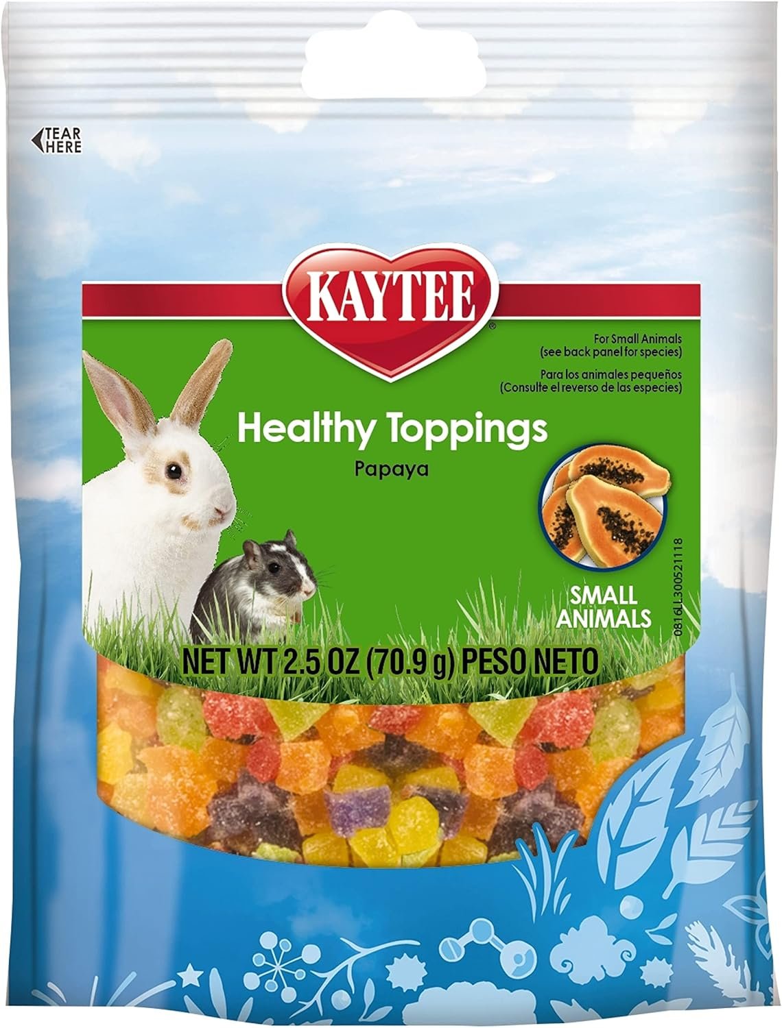 Kaytee Healthy Toppings Papaya Rabbit Treats, 2.5 Oz