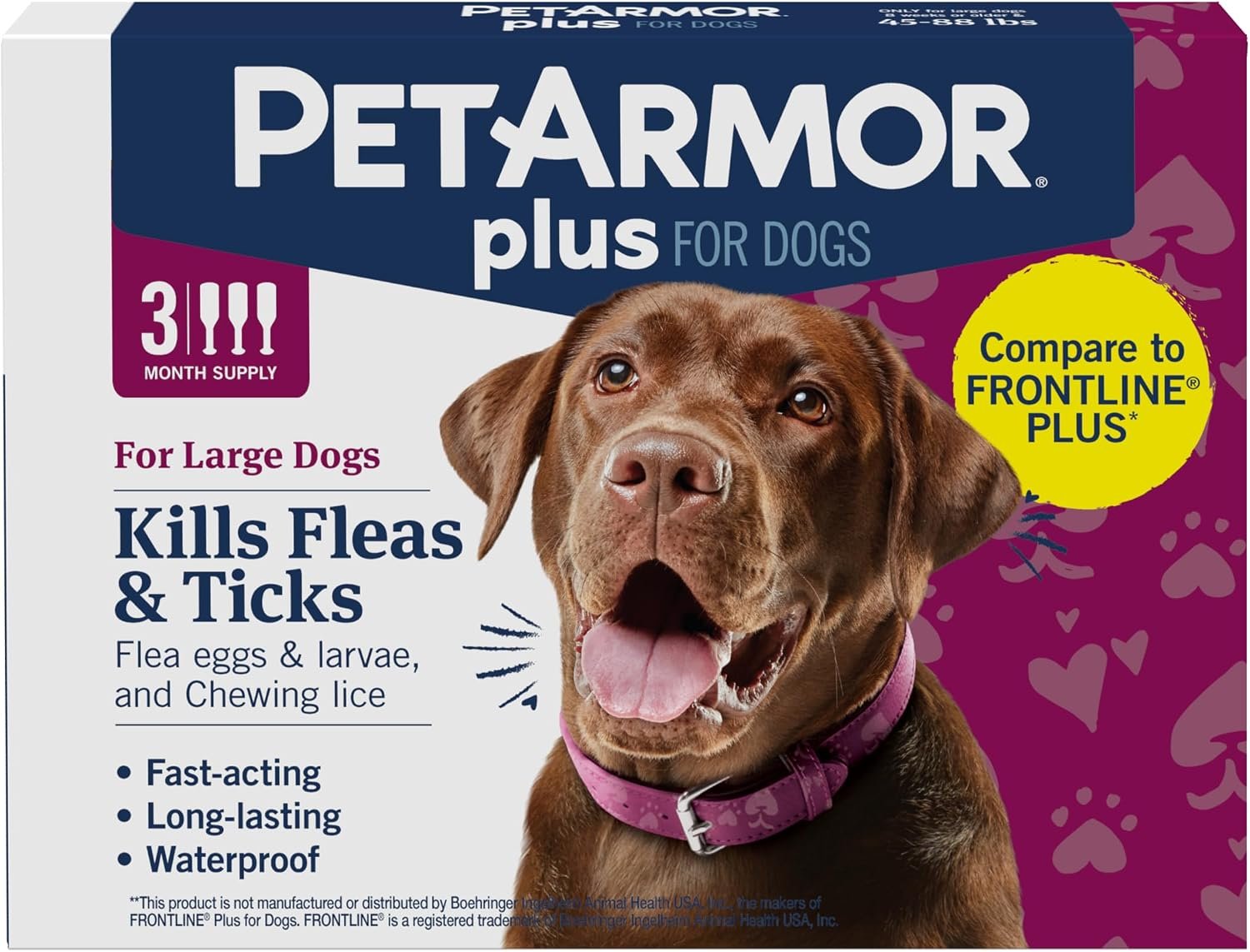 PetArmor Plus Flea & Tick Topical Dogs 45-88 lbs, 3-Month