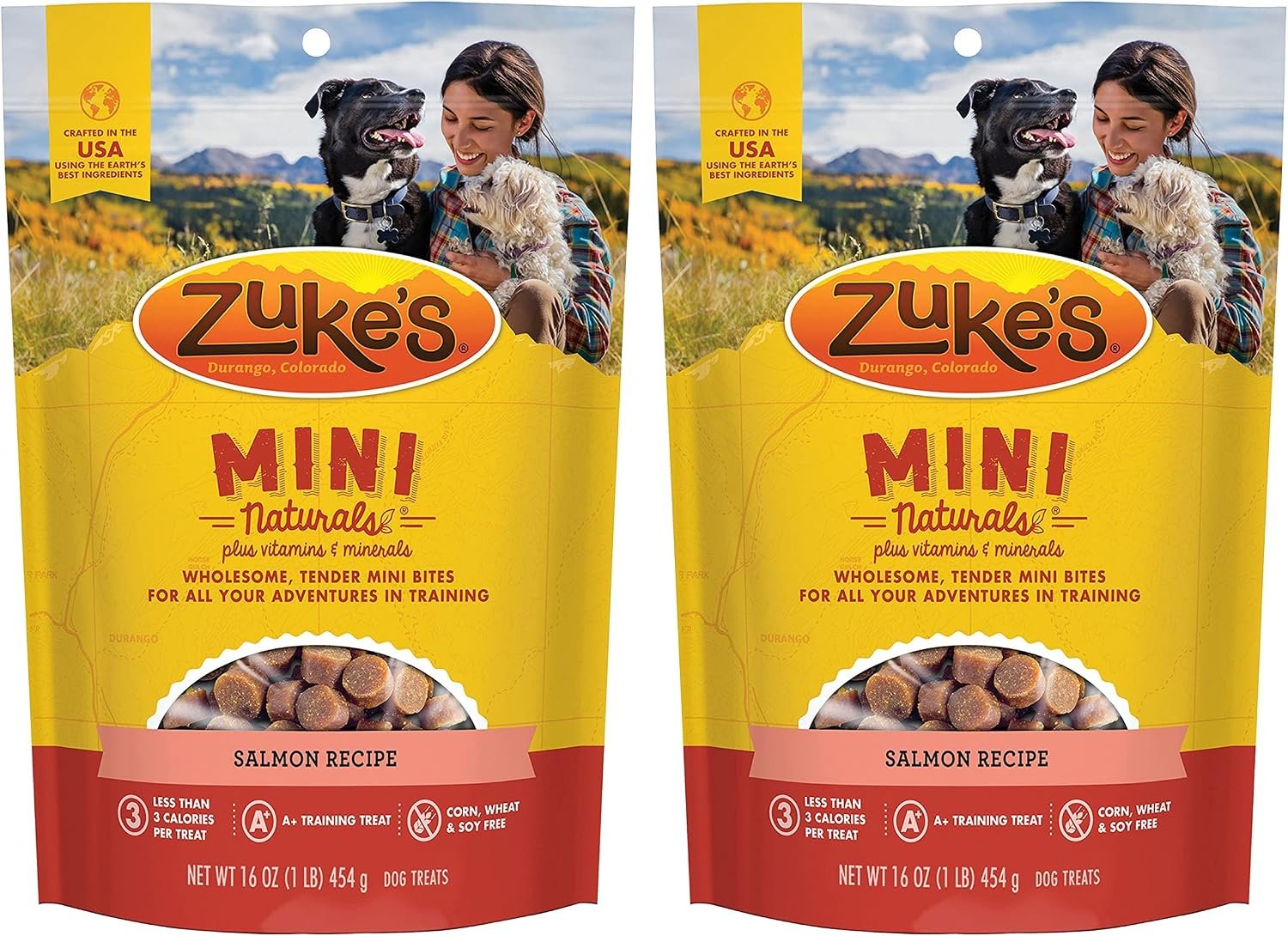 Zuke’s Mini Naturals Dog Training Treats, Salmon Recipe, Soft Mini Dog Treats with Vitamins & Minerals, Made for All Breed Sizes (Salmon, 16 Ounce (Pack of 2)