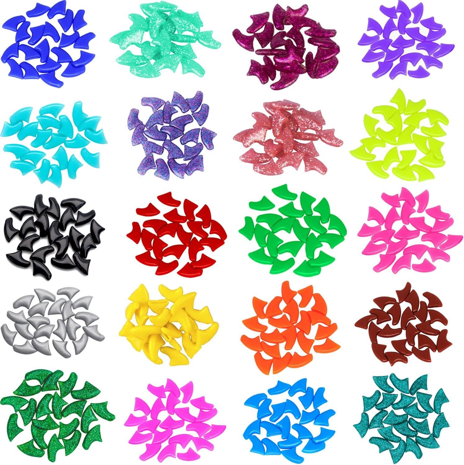 100pcs (10 Colors) Cat Nail Caps, Cat Claw Caps with Adhesive Glue and Applicators (M)