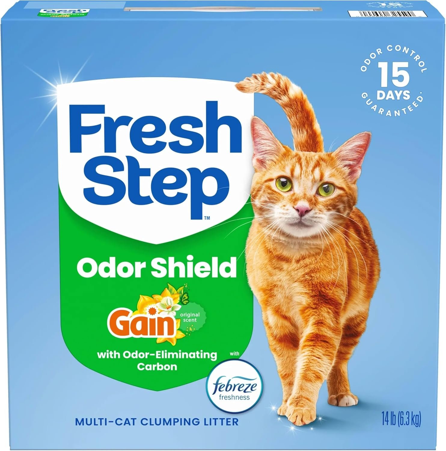 Fresh Step Odor Shield Multi Cat Clumping Cat Litter with Gain, 14 lb.