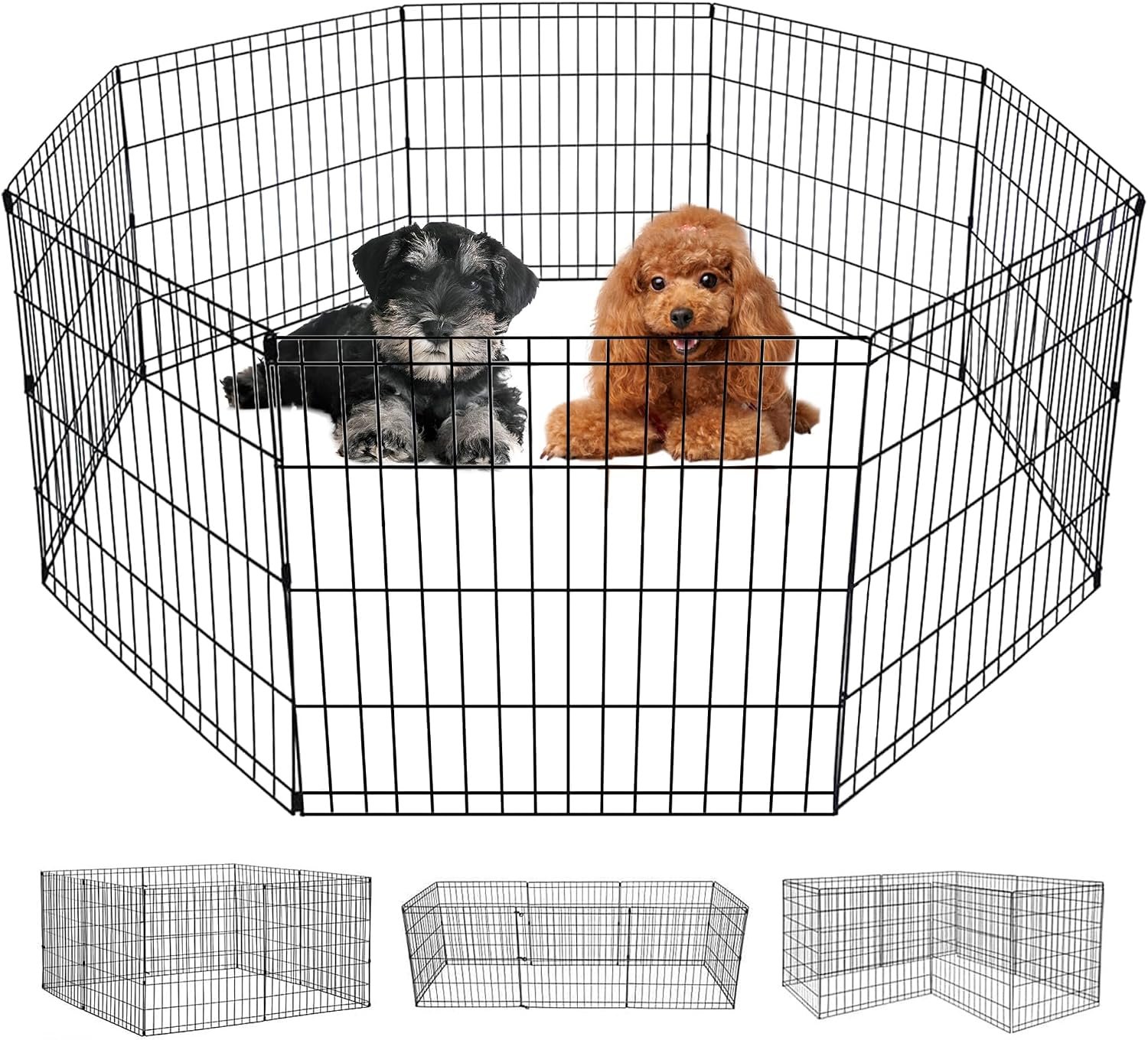 FDW | Dog Playpen | 24″, 8 Panels | Heavy Duty Metal Pet Exercise Pen