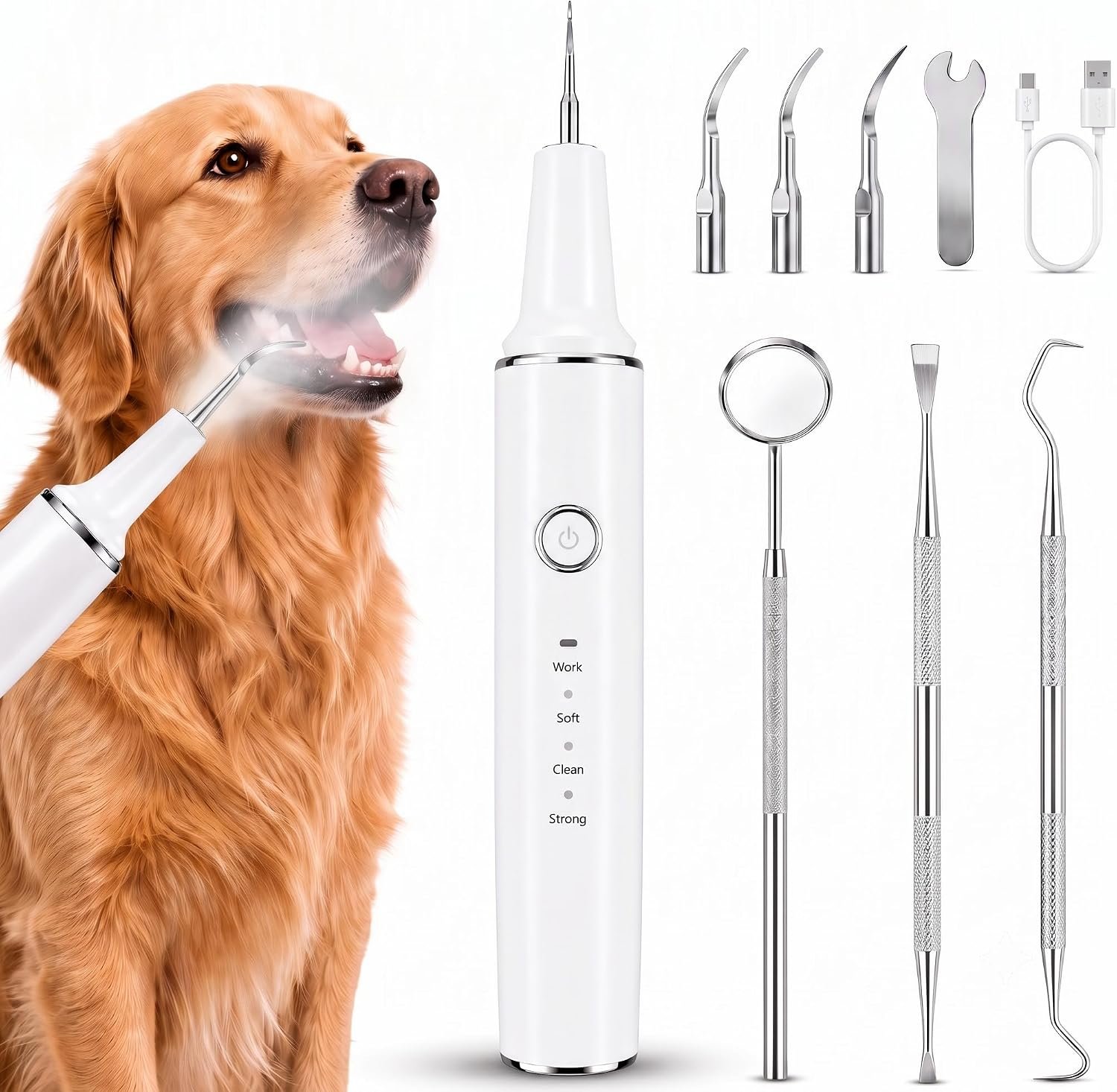 Dog Teeth Cleaning Kit, Ultrasonic Dog Plaque and Tartar Remover