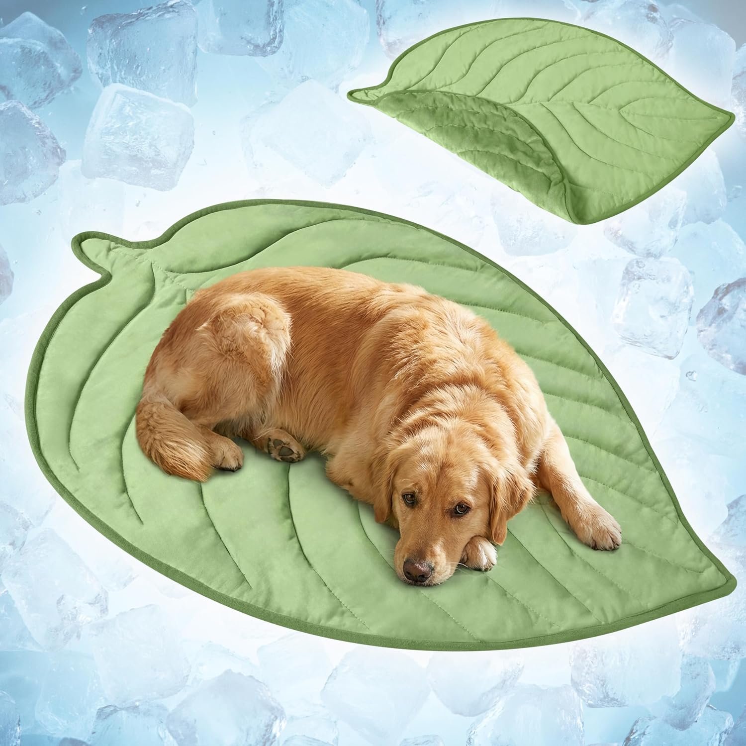 PetAmi Dog Cooling Mat Reversible Fleece Blanket for Pet Cat, L 52×60 Green