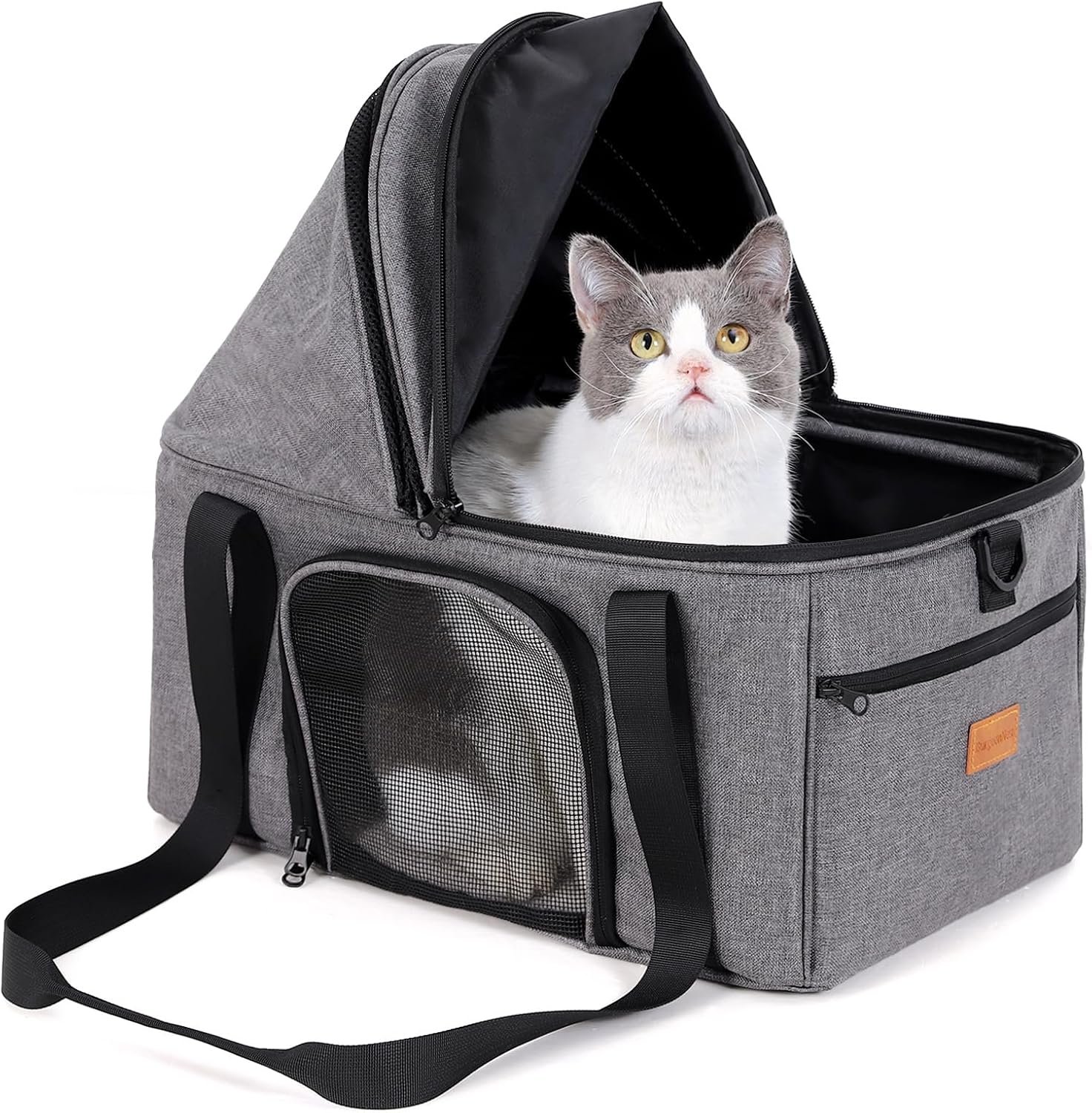 BurgeonNest Top-Expandable Cat Carrier with Semi-Open Canopy, Up to 15 lbs