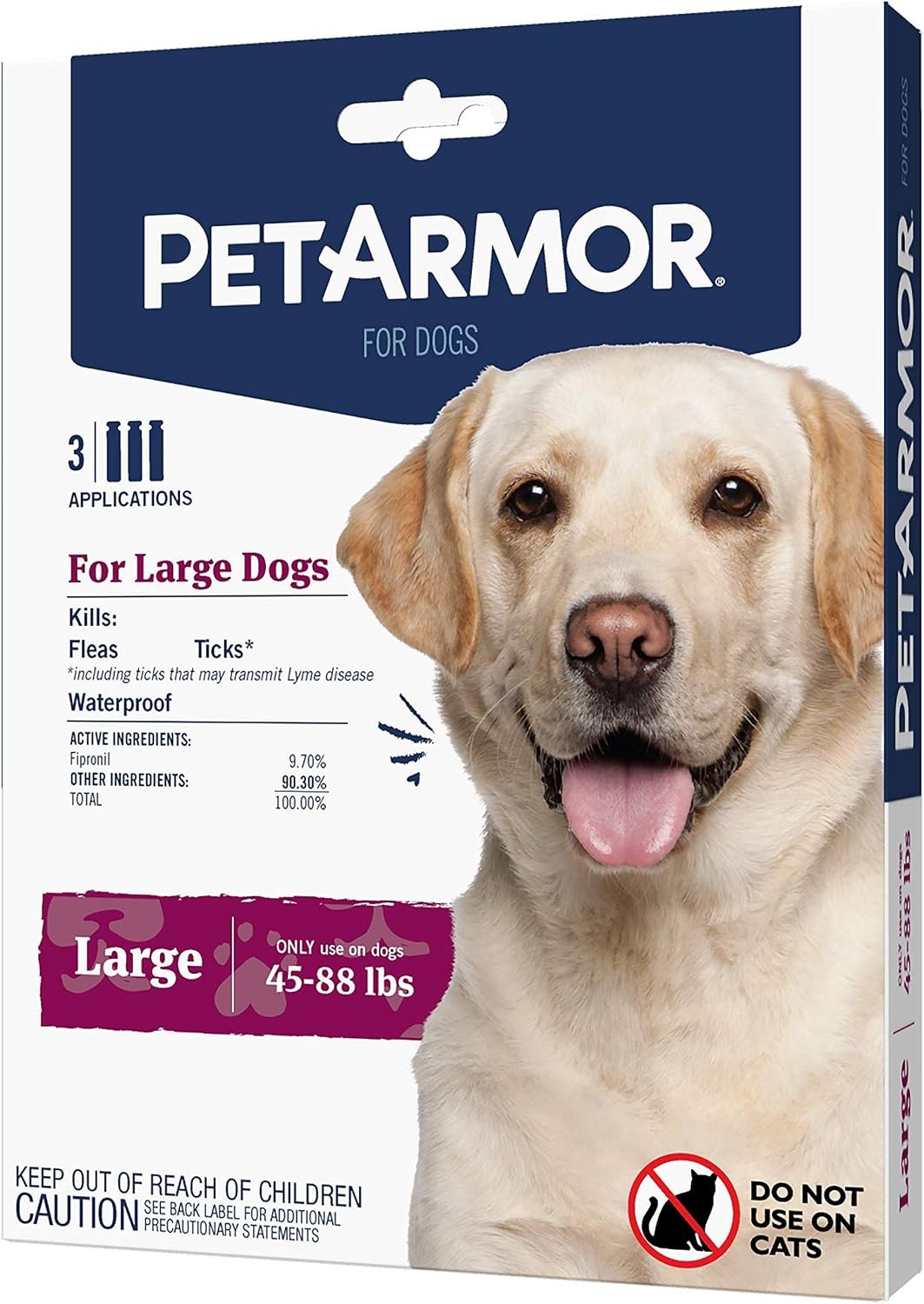 PetArmor Flea & Tick Topical Dogs 45-88 lbs, Fipronil, 3-Month