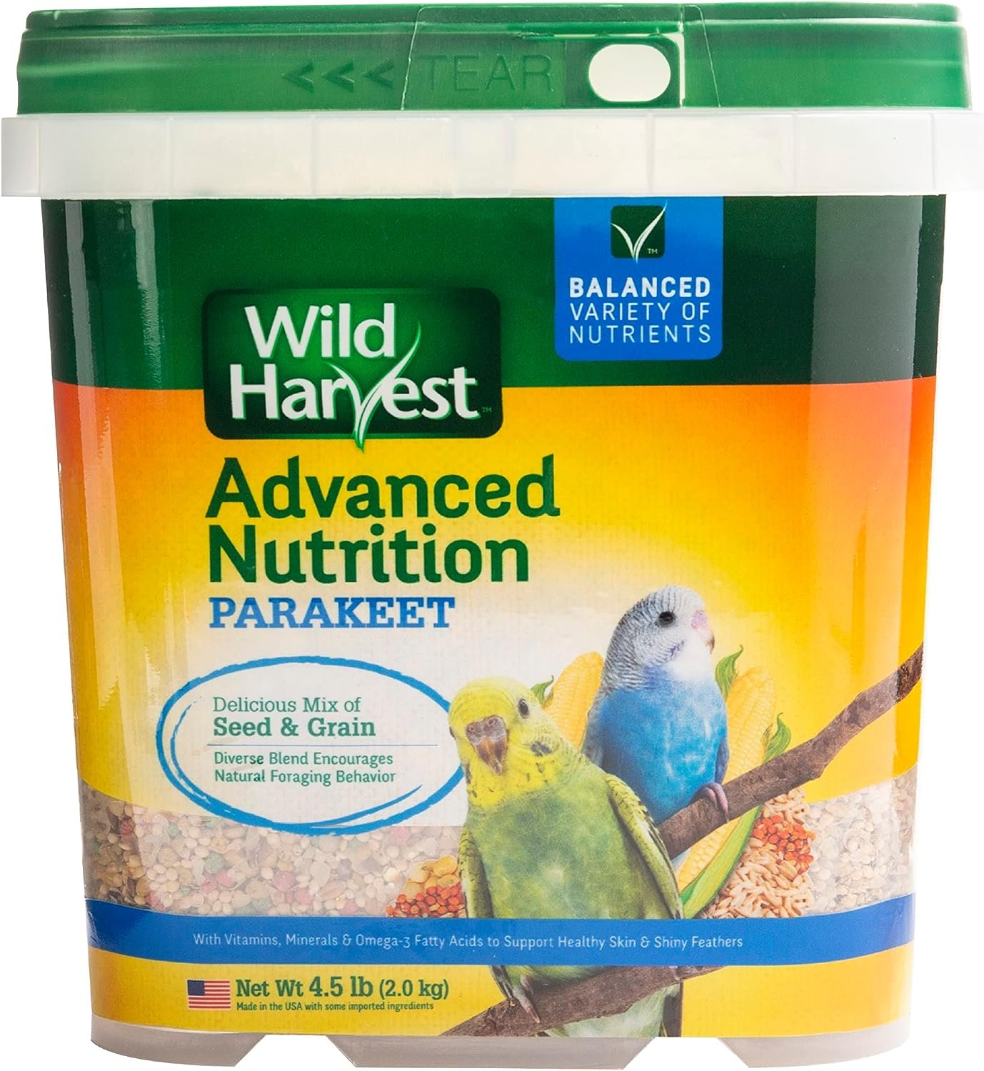 Wild Harvest Advanced Nutrition Bird Food For Parakeets, 4.5 lbs