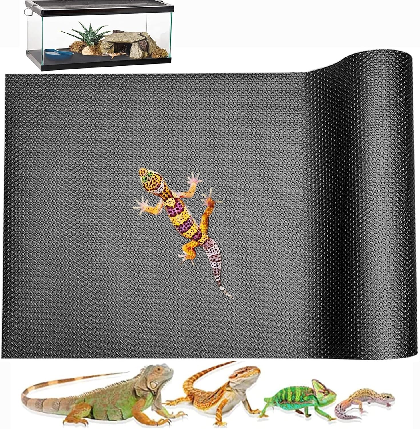 Bearded Dragon Tank Accessories, Large Reptile Carpet, Reptile Mat, Bearded Dragon, Leopard Gecko Substrate,Bearded Dragon Tank Flooring, Snake,Tortoise Bedding(18″x80″)