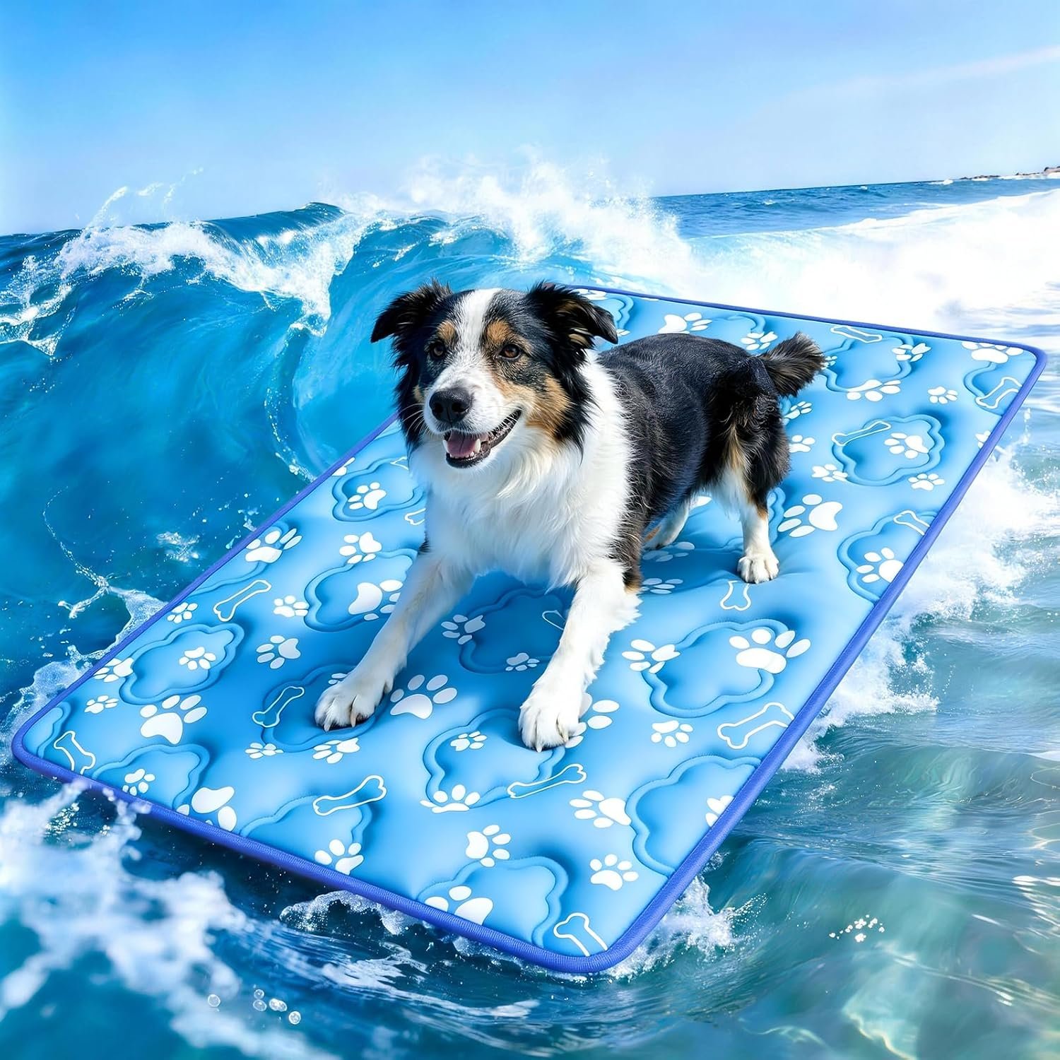 Dog Cooling Mat, Extra Large Cooling Dog Bed Mat for Indoor & Outdoor, Q-Max>0.5, Machine Washable Non-Toxic Portable Pet Cooling Pad for Kennel, Crate, Car – XL(44″ x 30″) – Blue