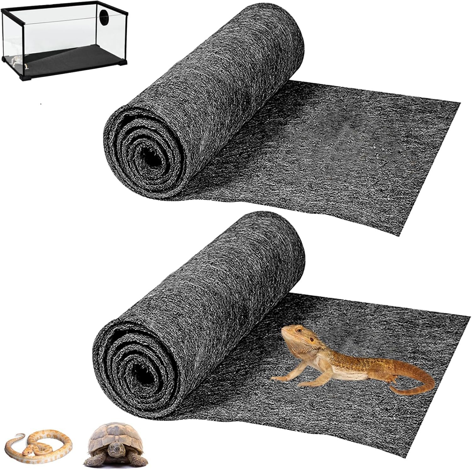 HERCOCCI 2 Pack Reptile Carpet, 39’’ x 20’’ Terrarium Bedding