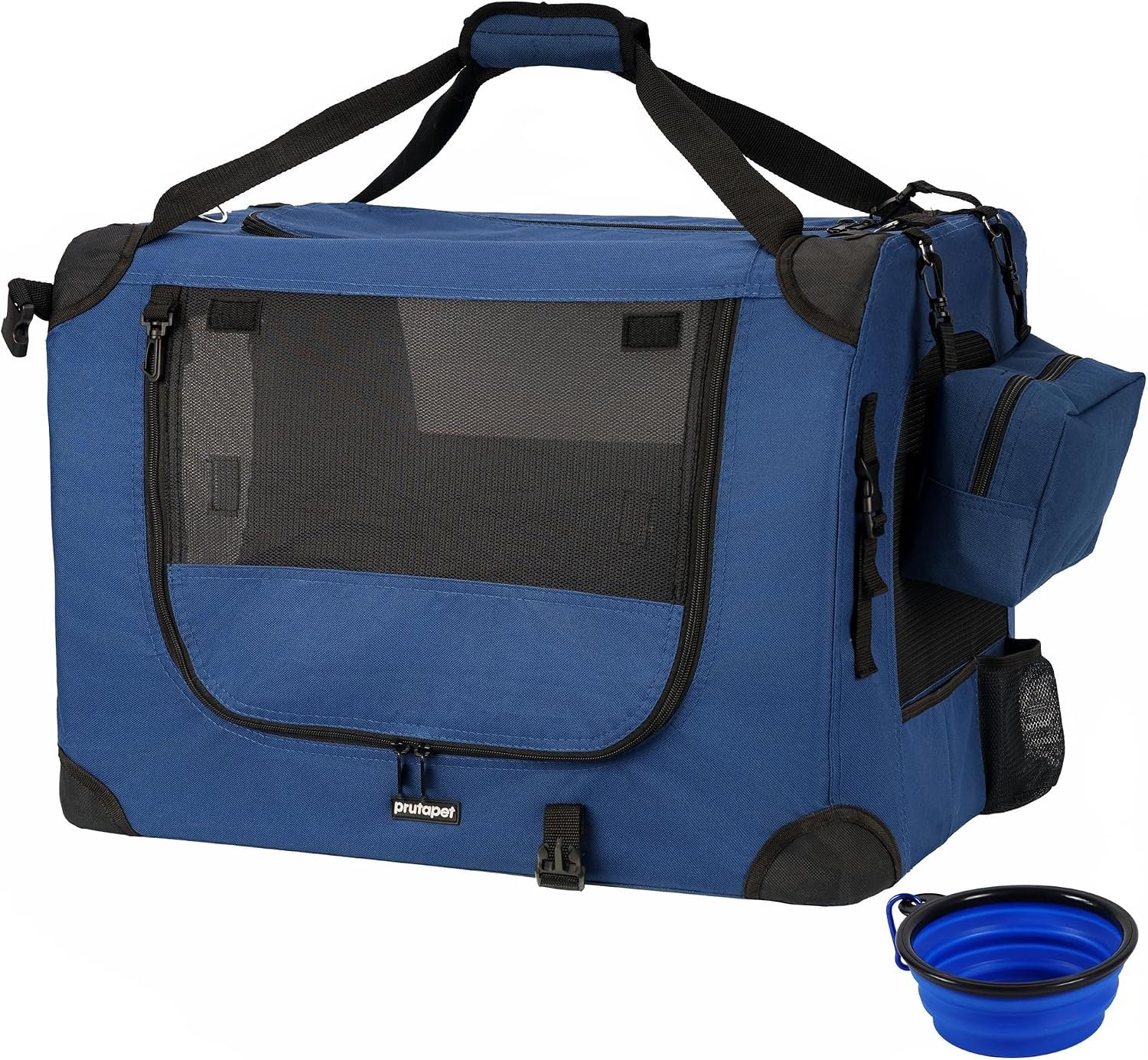 Prutapet Large Cat Carrier 24″x16.5″x16.5″ Portable Dog Crate for Small Medium Dogs Collapsible Traveling Pet Crate with Collapsible Bowl