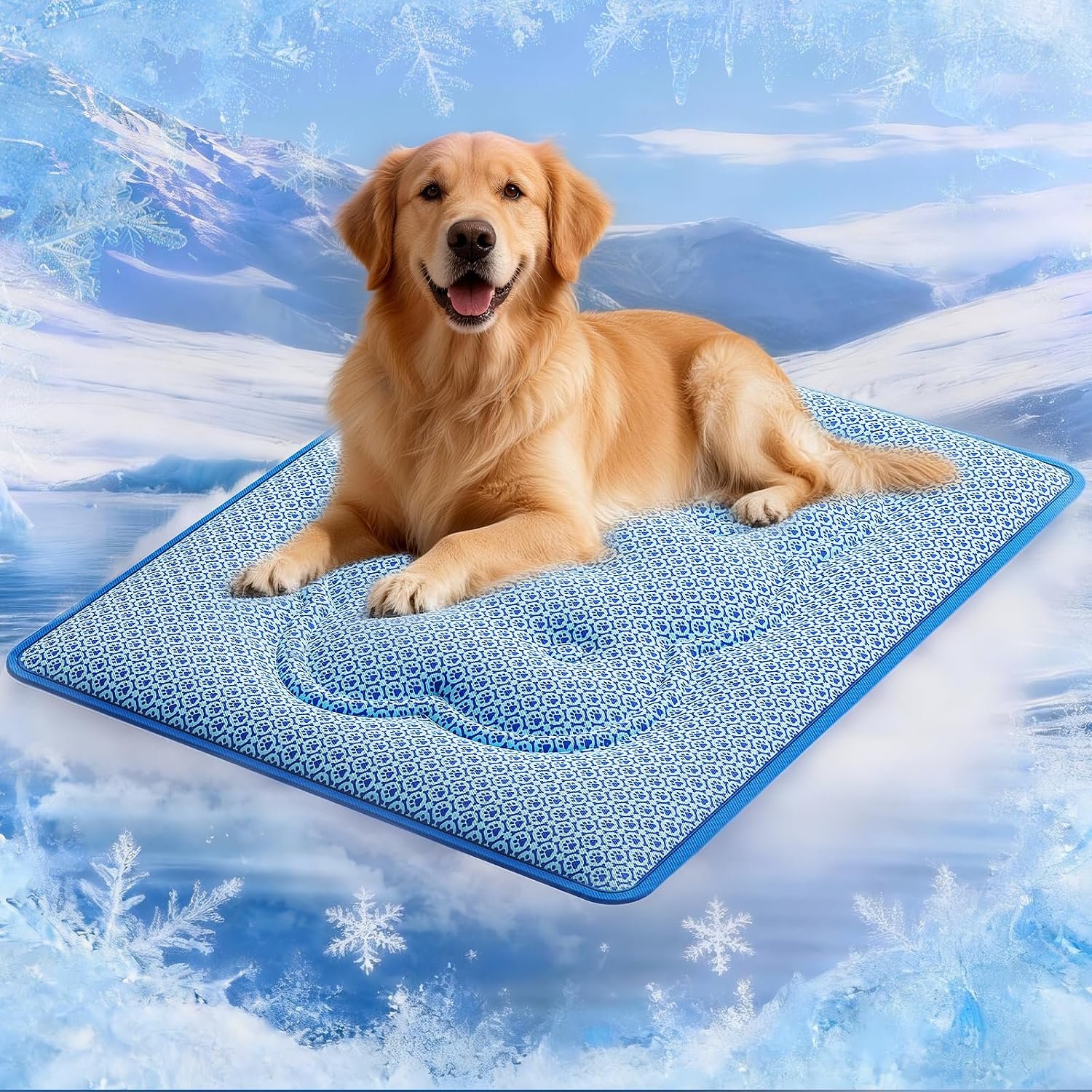 Dog Cooling Mat, Thick Cooling Mat for Extra Large Dogs with PCM & Thermochromic Tech, Dual-Sided Durable Waterproof Cool Dog Bed Mat, Q-Max>0.5, Machine Washable, Non-Toxic – XL(31″ x 43″)