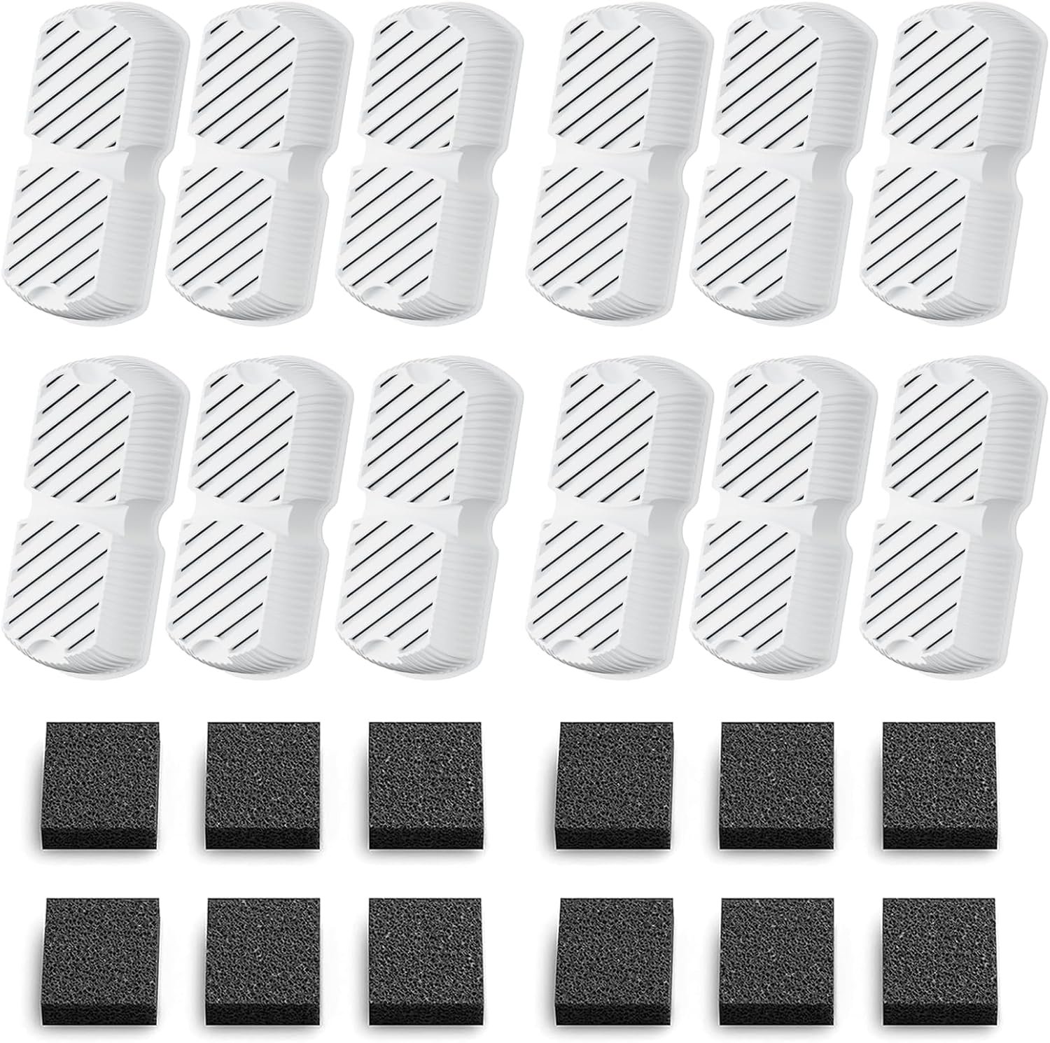 GROOKPET Pet Water Fountain Filters: 24 Dog Water Fountain Filters Replacement – Dog Fountain Filters – Including 12 Filters + 12 Sponges – Suitable for GROOKPET Pet Water Fountain