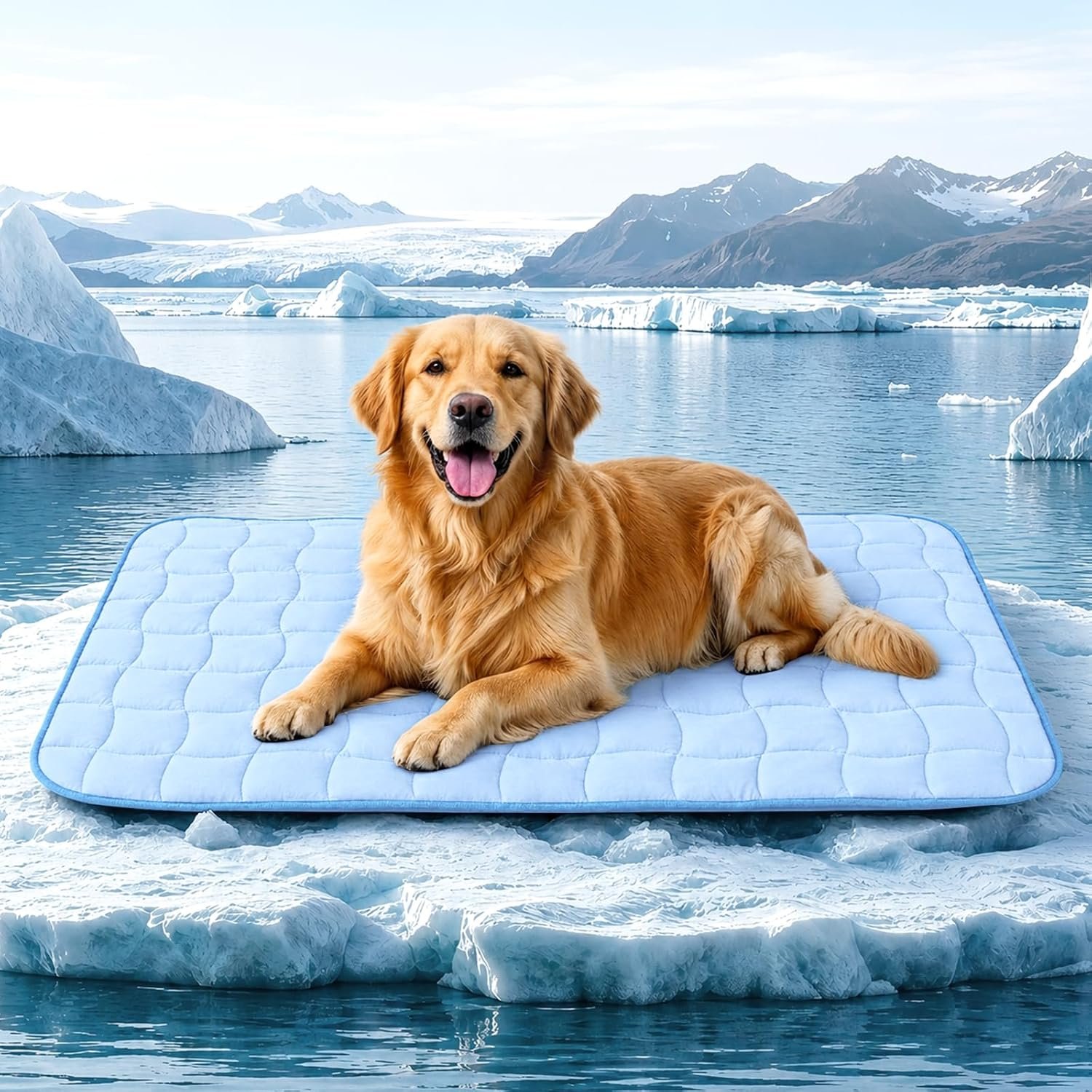 JOLLYVOGUE Cooling Mat for Dogs, X-Large Dog Cooling Pad, 44″x32″, Blue