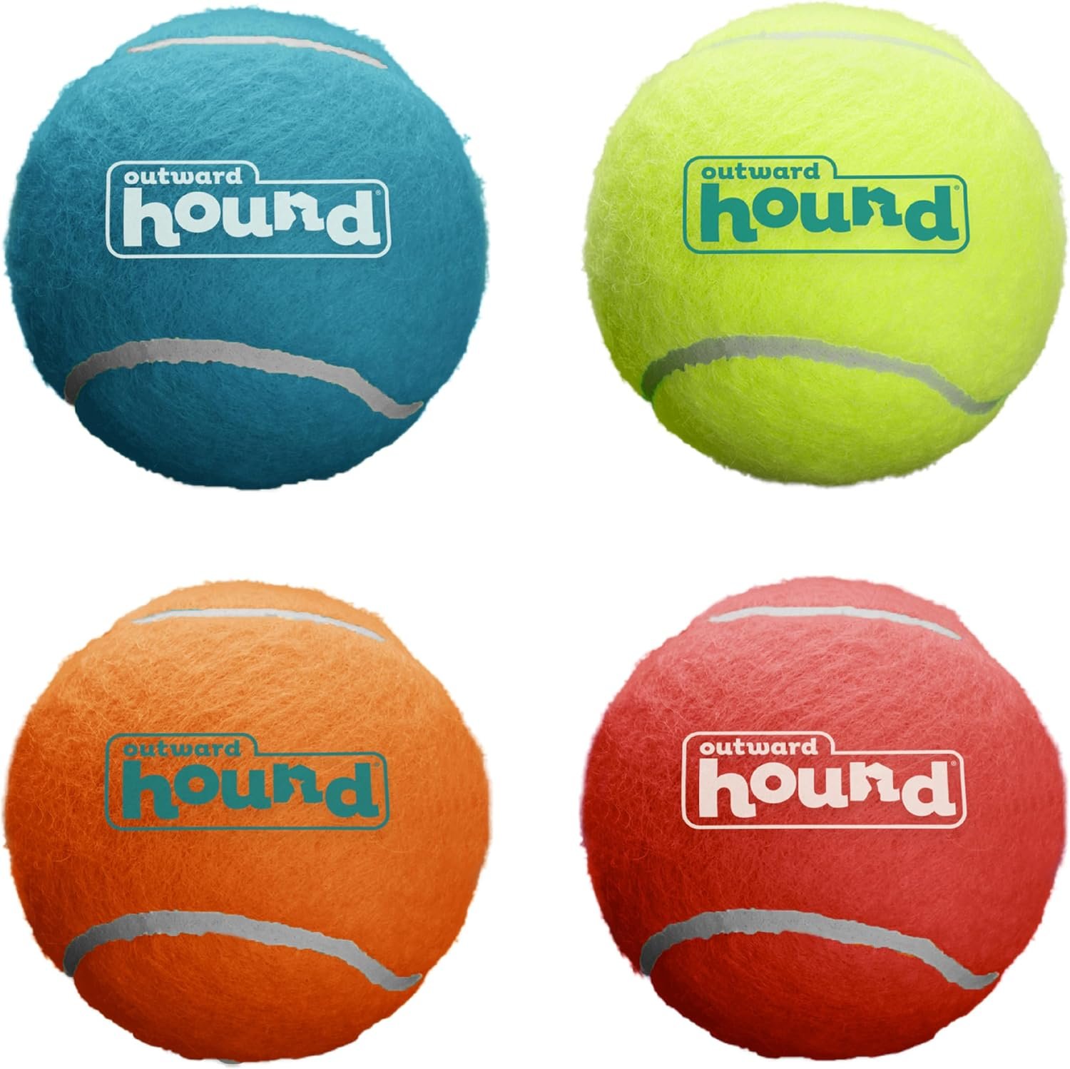 Outward Hound Squeaker Ballz Tennis Ball Dog Toy, Medium, 2.5″, 4‑Pack