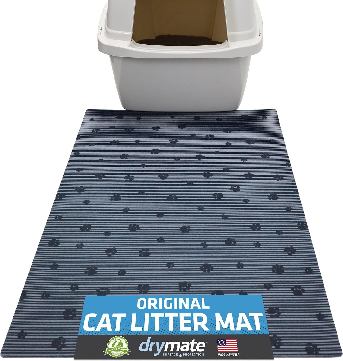 Drymate Cat Litter Box Mat, Litter Trapping Mat, Gray, 20×28