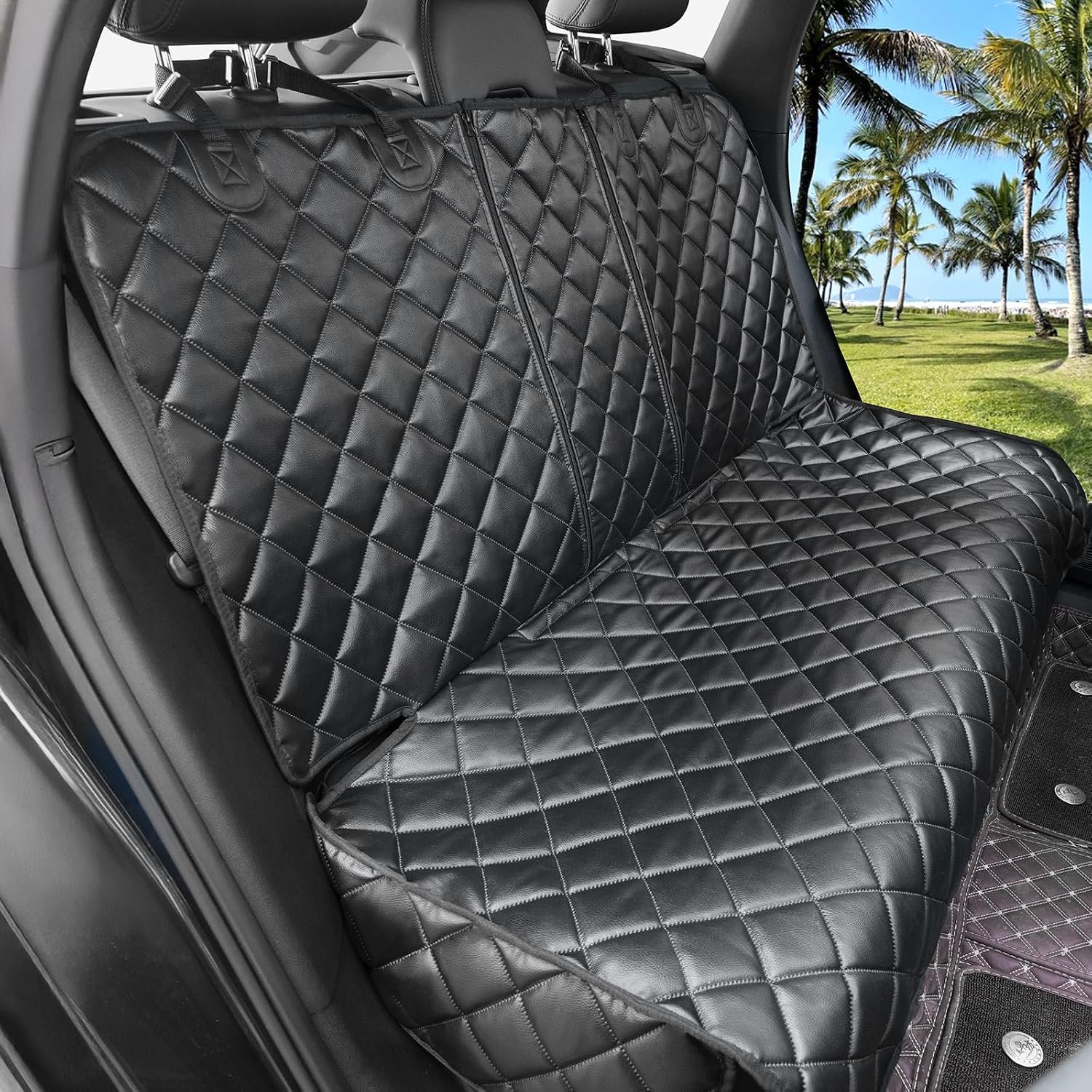 Dog Car Seat Cover for Back Seat,Leather Back Seat Cover,Stnd