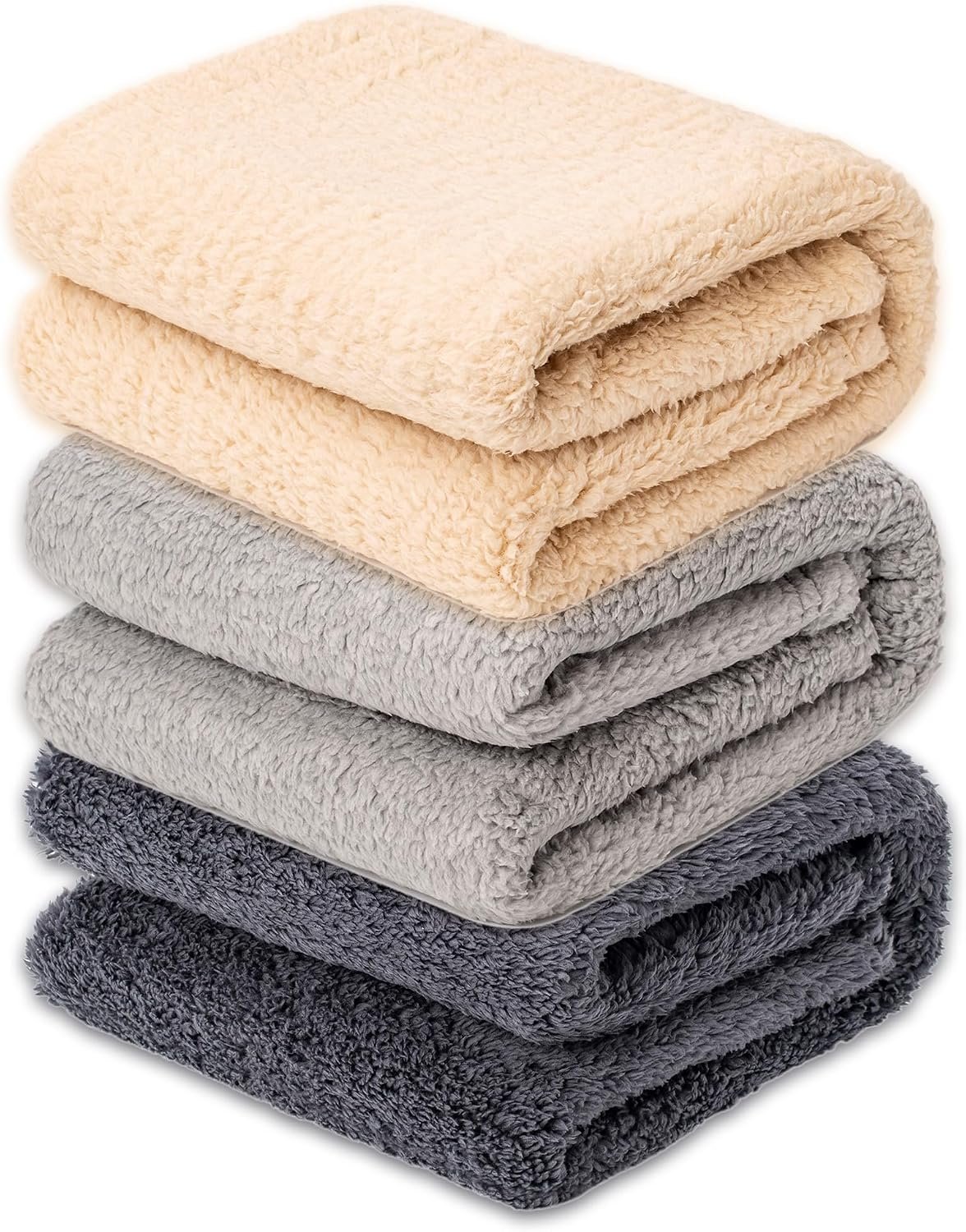 3 Blankets, Dog Cat Pet Blanket, Soft Warm Fleece, for Puppy, Small Dogs or Kitten, Cats, Plush Fuzzy Blanket for Bed, Sofa, Travel (24″ x 18″, 3/Pack, Beige+Light Gray+Dark Gray)