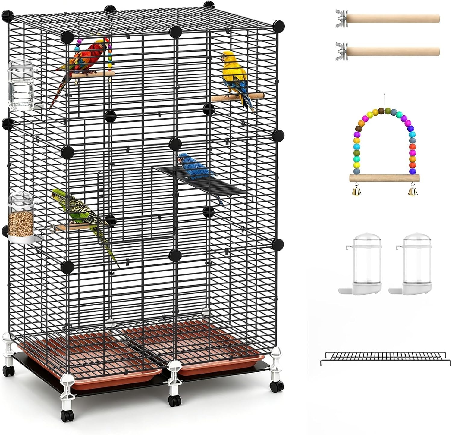 Pawaboo Flight Bird Cage with Stand for Parakeets,Cockatiels,Finches