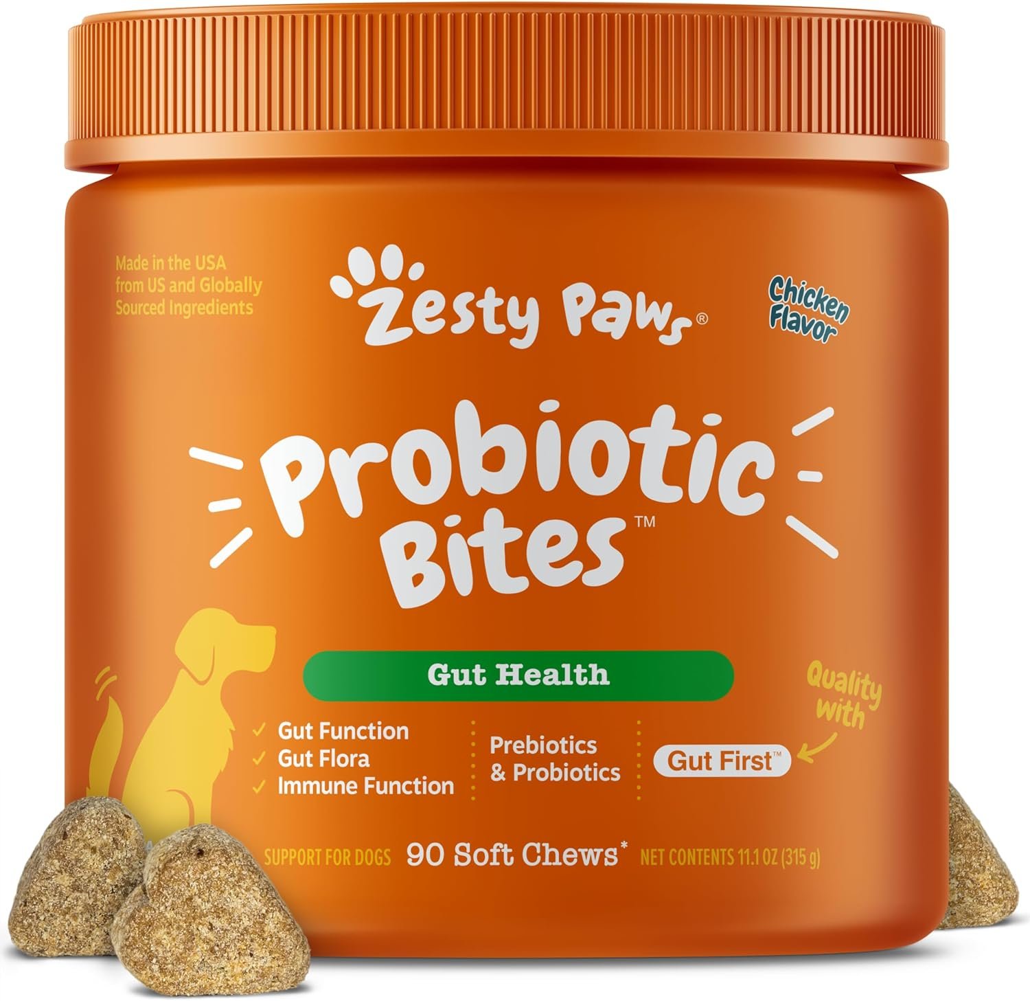 Zesty Paws Probiotics for Dogs – Gut Health for Dogs, Chicken, 90 Ct