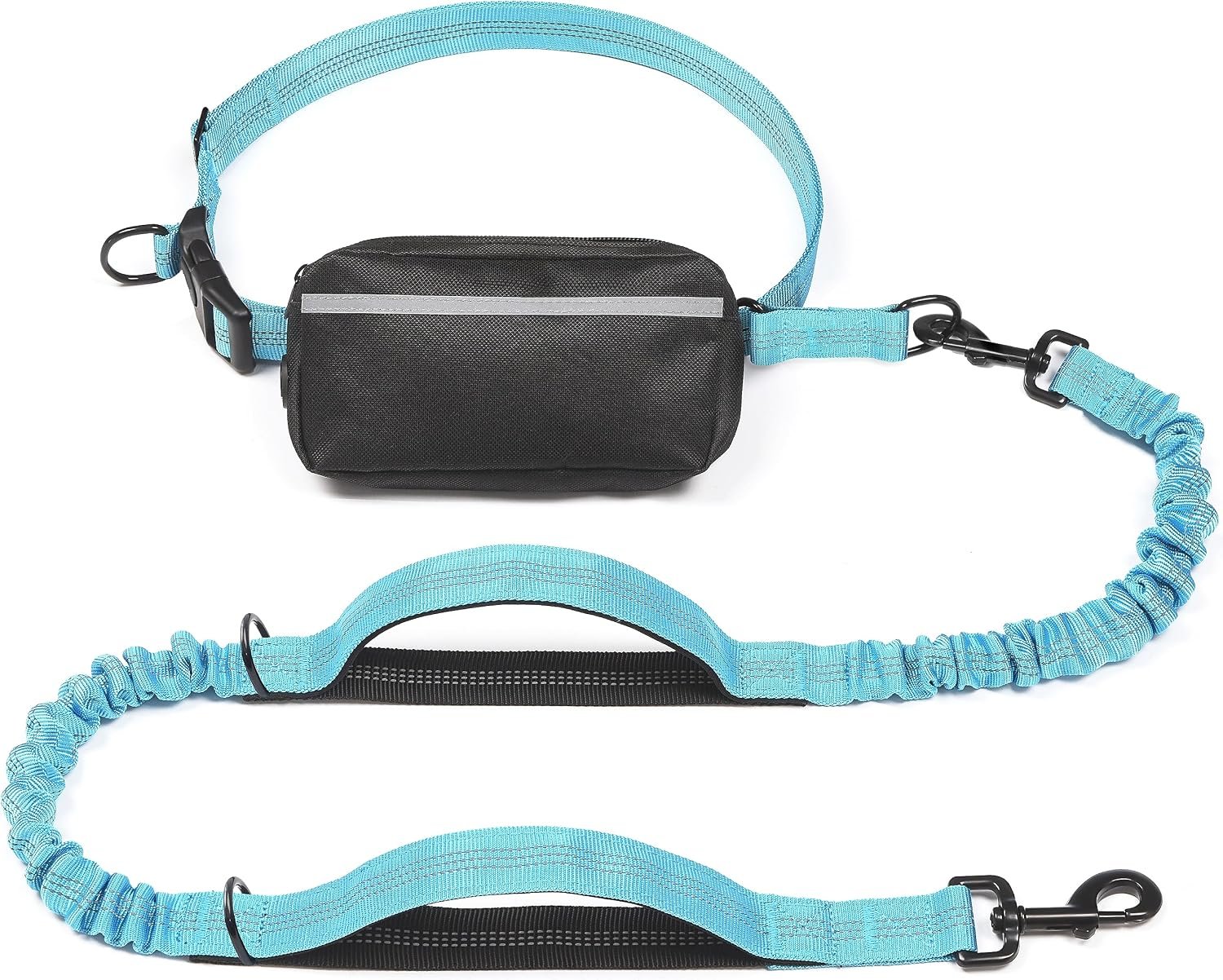 iYoShop Hands Free Dog Leash with Zipper Pouch, Large, 25-120 lbs, Blue