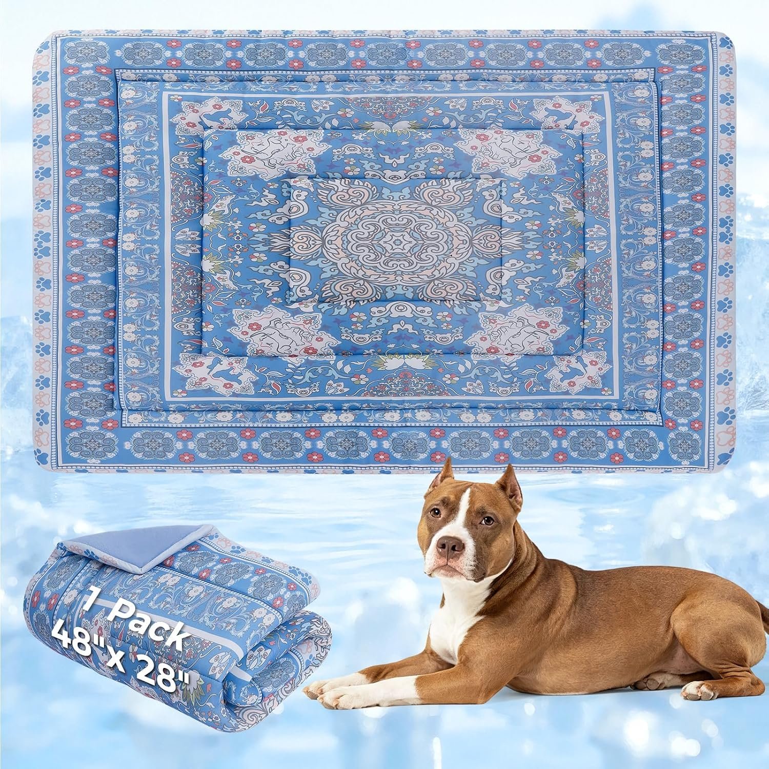 BINGPET Cooling Mat for Dogs, 48x28in Reversible Self-Cooling Dog Pad