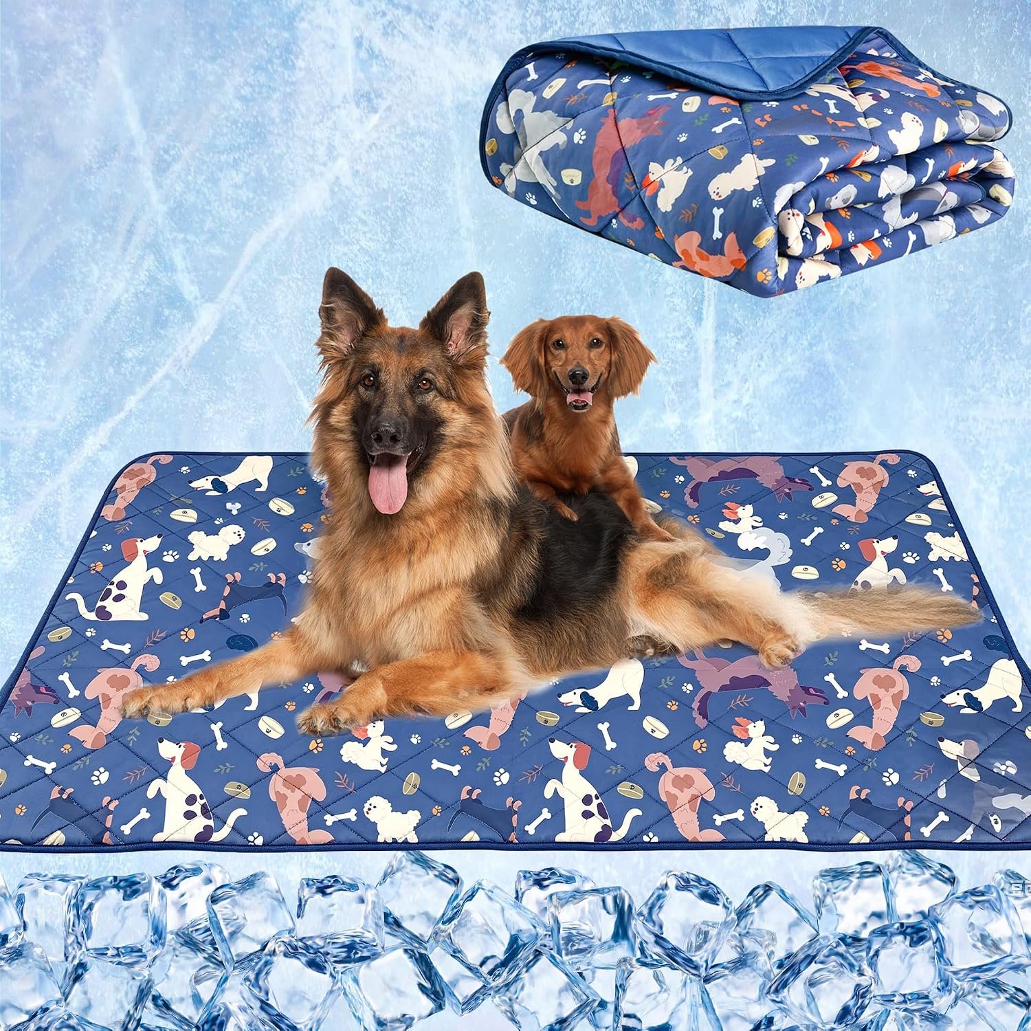 wegreeco Pet Dog Cooling Mat, Outdoor Dog Cooling Pad, Lightweight Bed Cooling Blanket for Dogs and Cats,Small Medium Large Puppy Cool Pad for Dogs,Cute M
