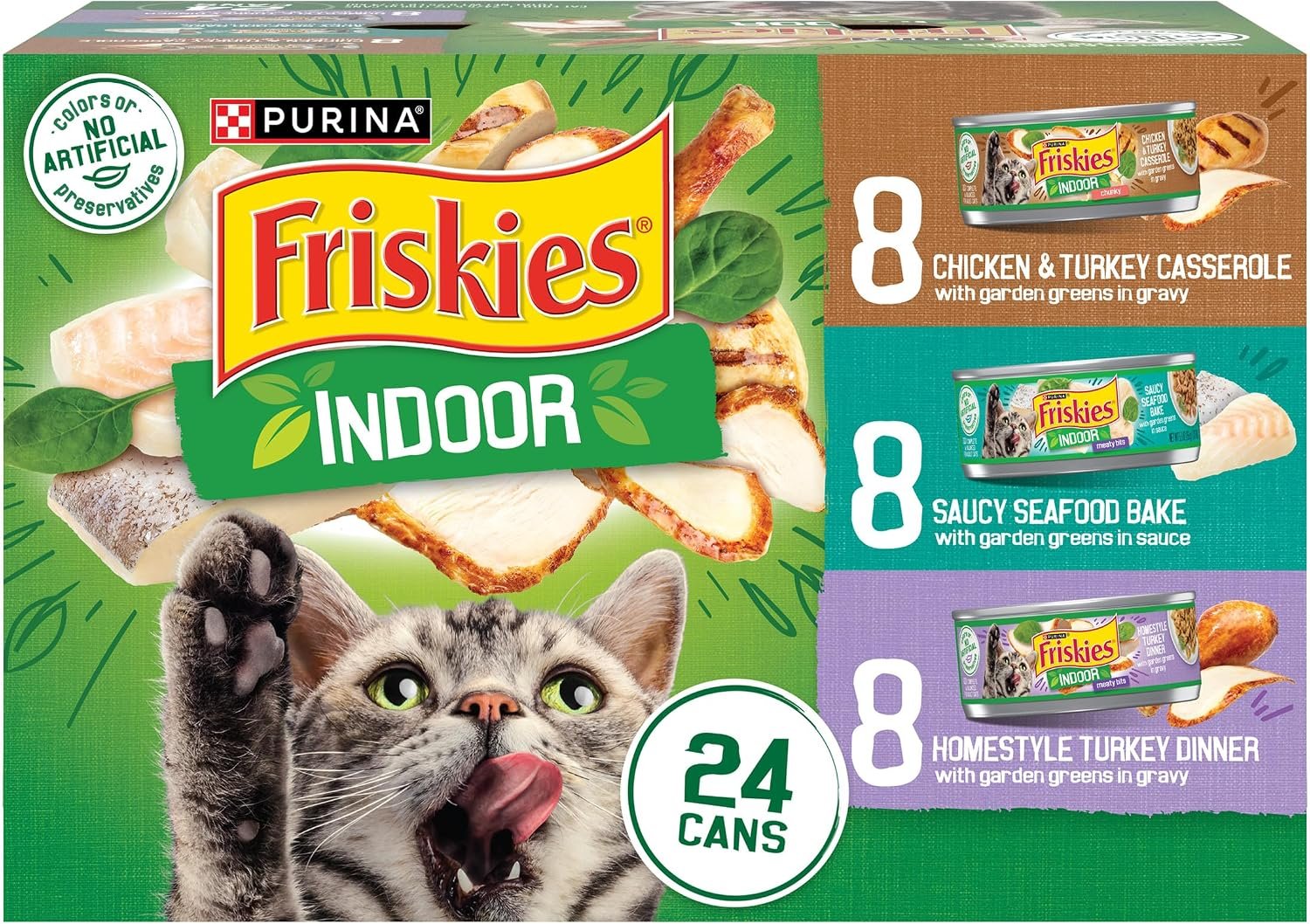 Purina Friskies Indoor Wet Cat Food Variety Pack, (24) 5.5 oz Cans