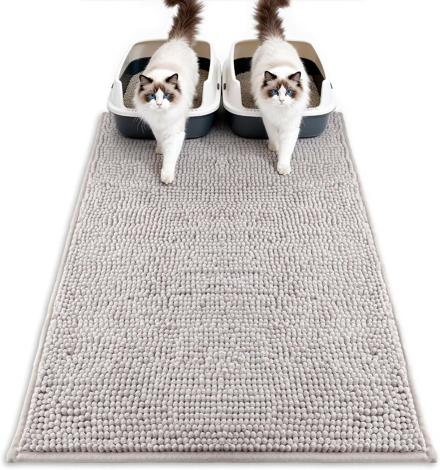 Pieviev Soft Chenille Cat Litter Box Mat, Ultra Absorbent, 36” x 30”