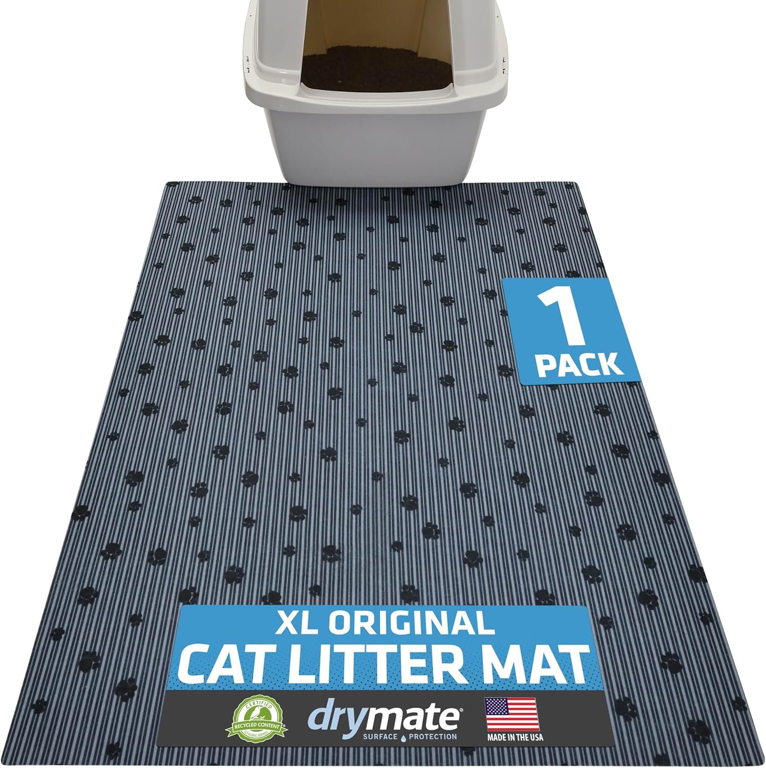 Drymate Cat Litter Box Mat, Litter Trapping Mat, Dark Grey, 28×36 XL
